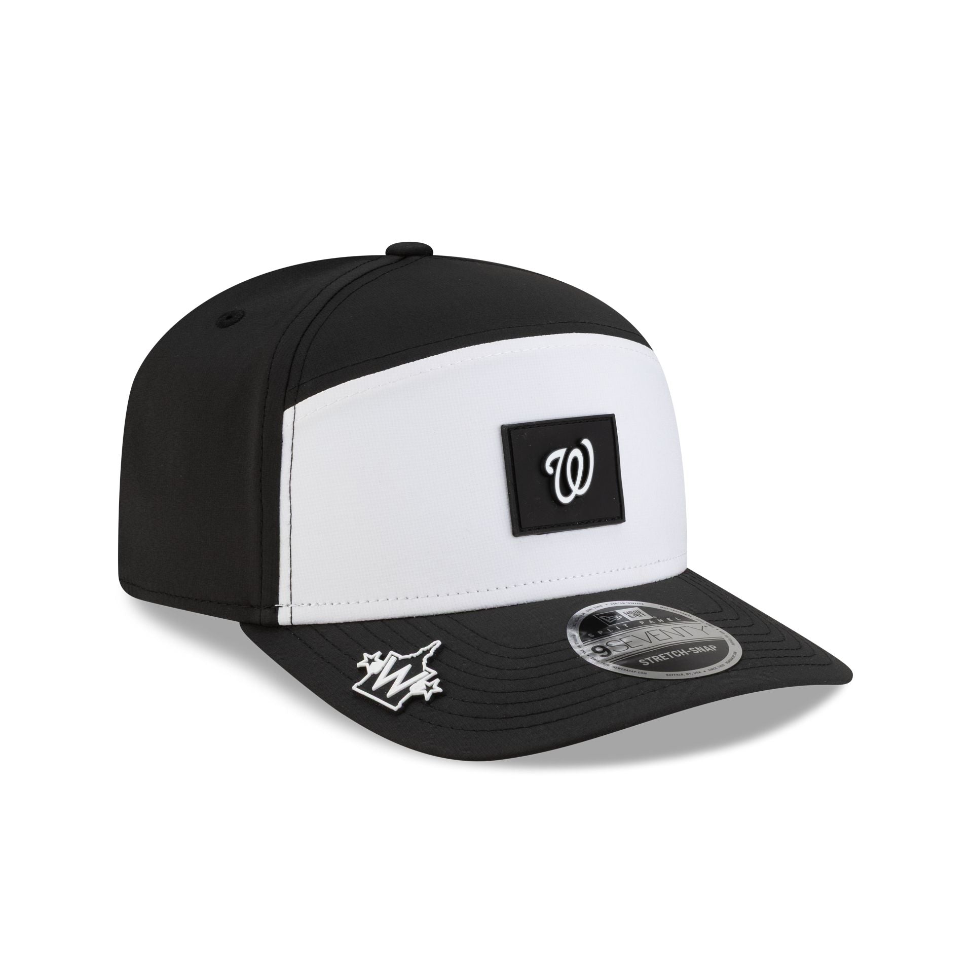 Washington Nationals 2026 Clubhouse Black & White Split Panel 9Seventy Stretch-Snap Hat