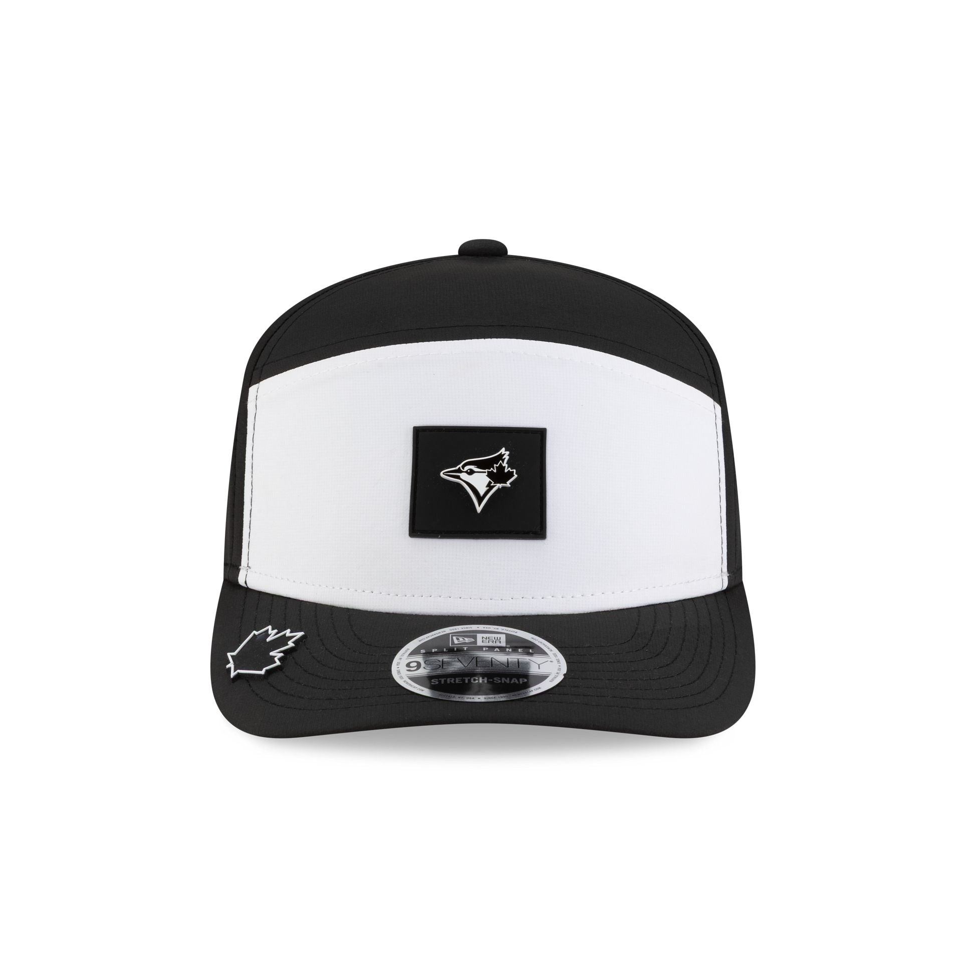 Alternative view of Toronto Blue Jays 2026 Clubhouse Black & White Split Panel 9Seventy Stretch-Snap Hat