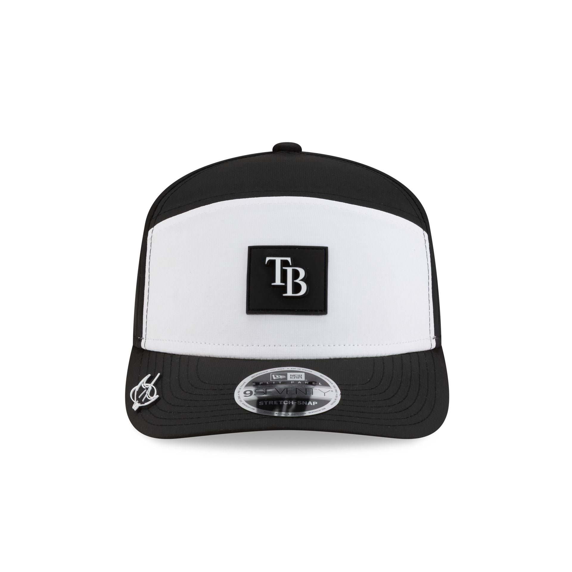 Alternative view of Tampa Bay Rays 2026 Clubhouse Black & White Split Panel 9Seventy Stretch-Snap Hat
