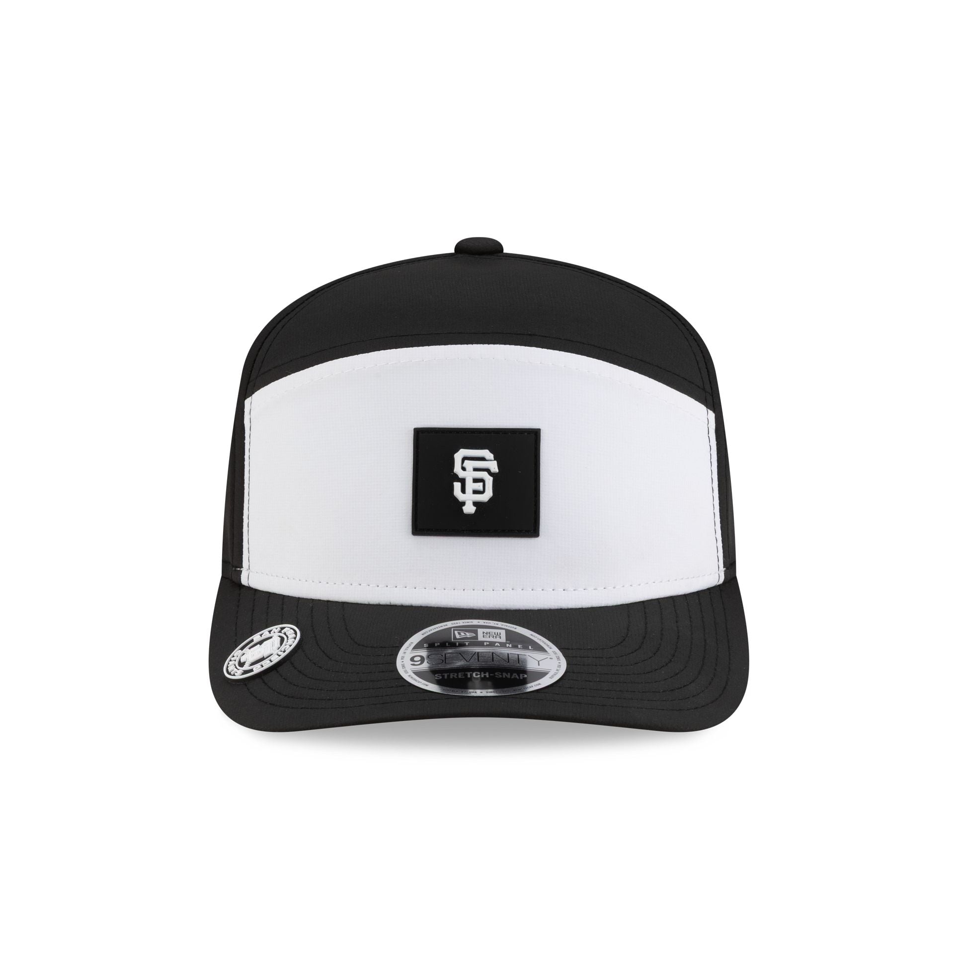Alternative view of San Francisco Giants 2026 Clubhouse Black & White Split Panel 9Seventy Stretch-Snap Hat