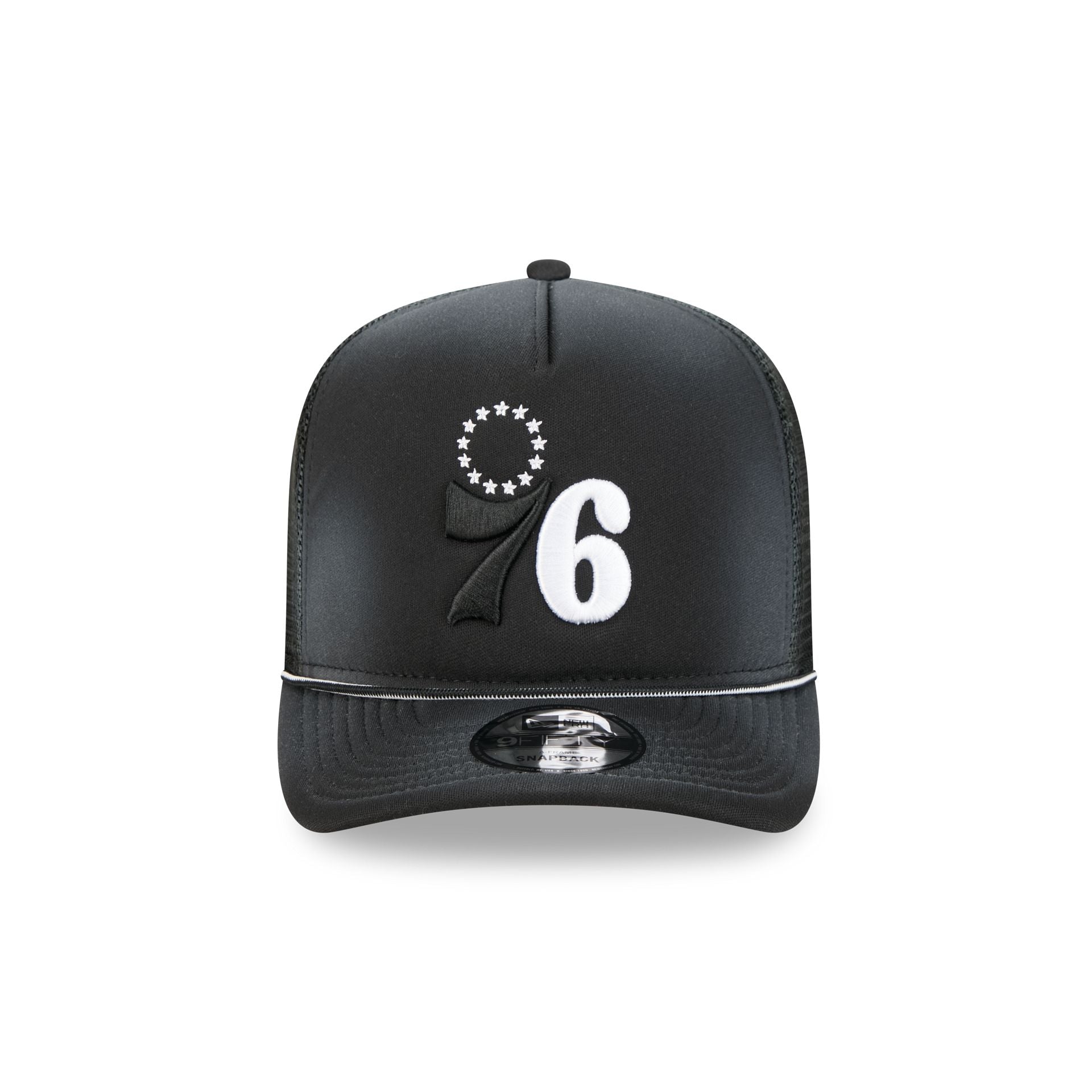 Alternative view of Philadelphia 76Ers Washed Black 9Fifty A-Frame Trucker Hat