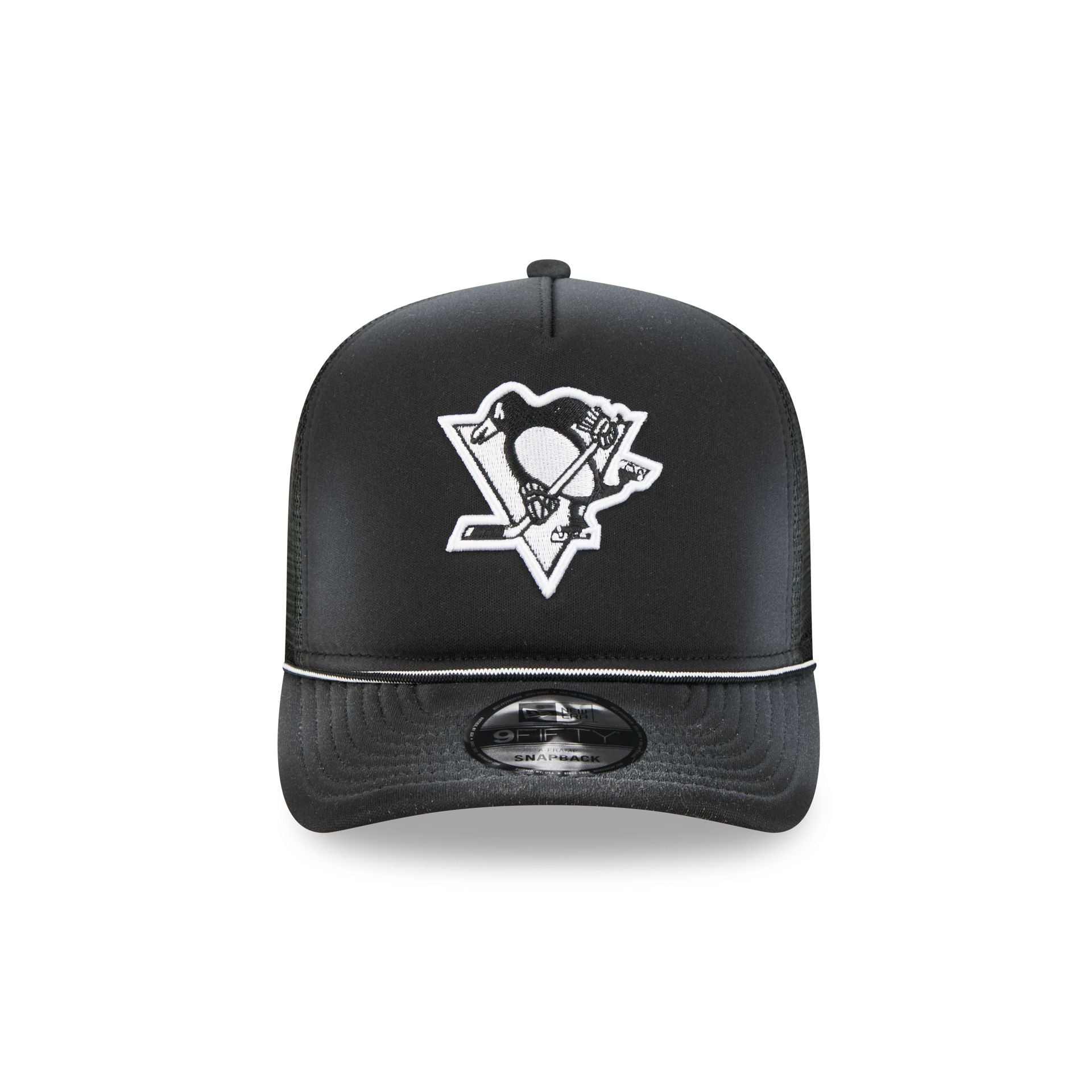 Alternative view of Pittsburgh Penguins Washed Black 9Fifty A-Frame Trucker Hat