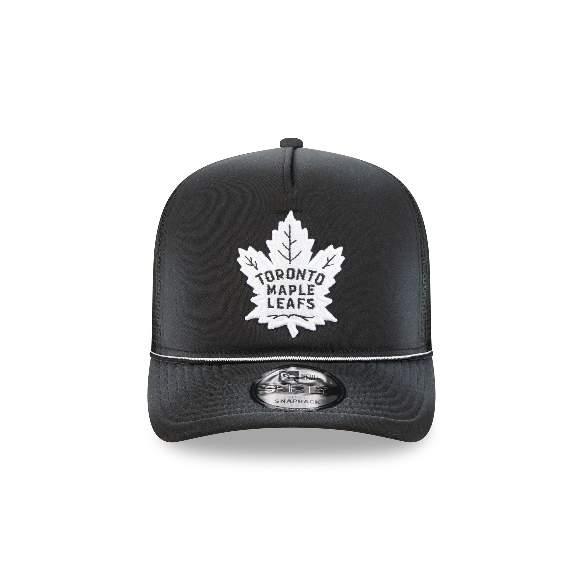 Alternative view of Toronto Maple Leafs Washed Black 9Fifty A-Frame Trucker Hat