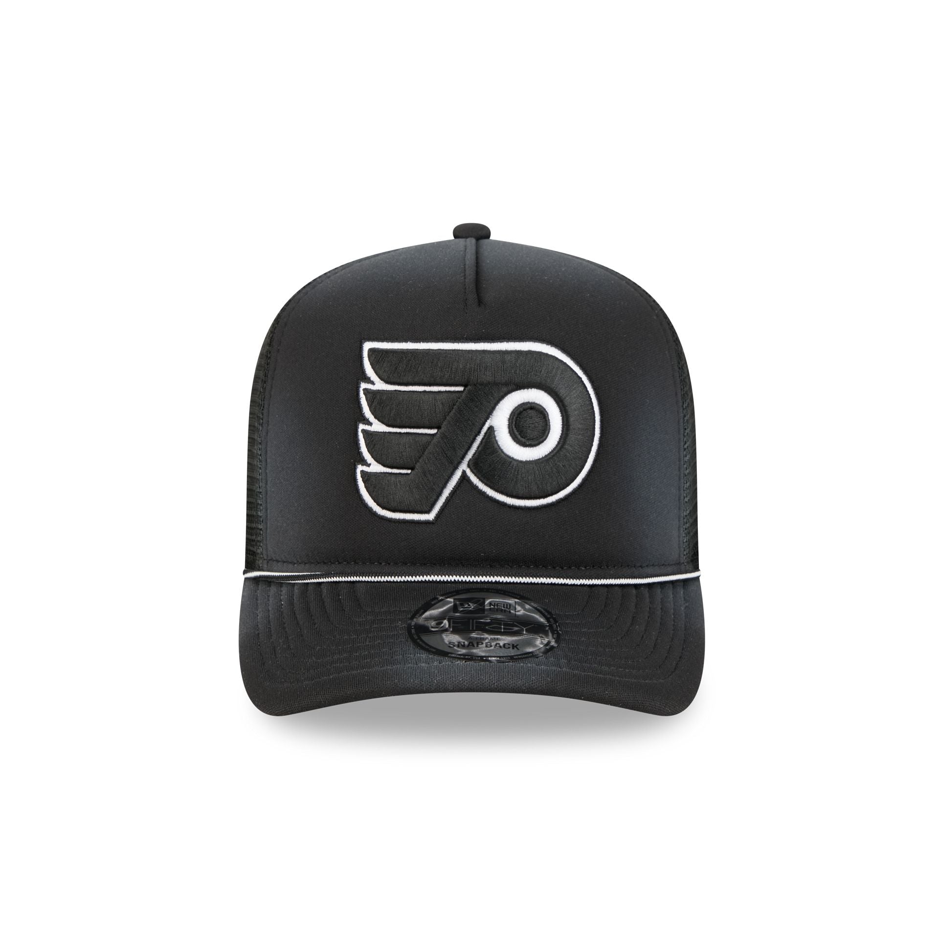 Alternative view of Philadelphia Flyers Washed Black 9Fifty A-Frame Trucker Hat