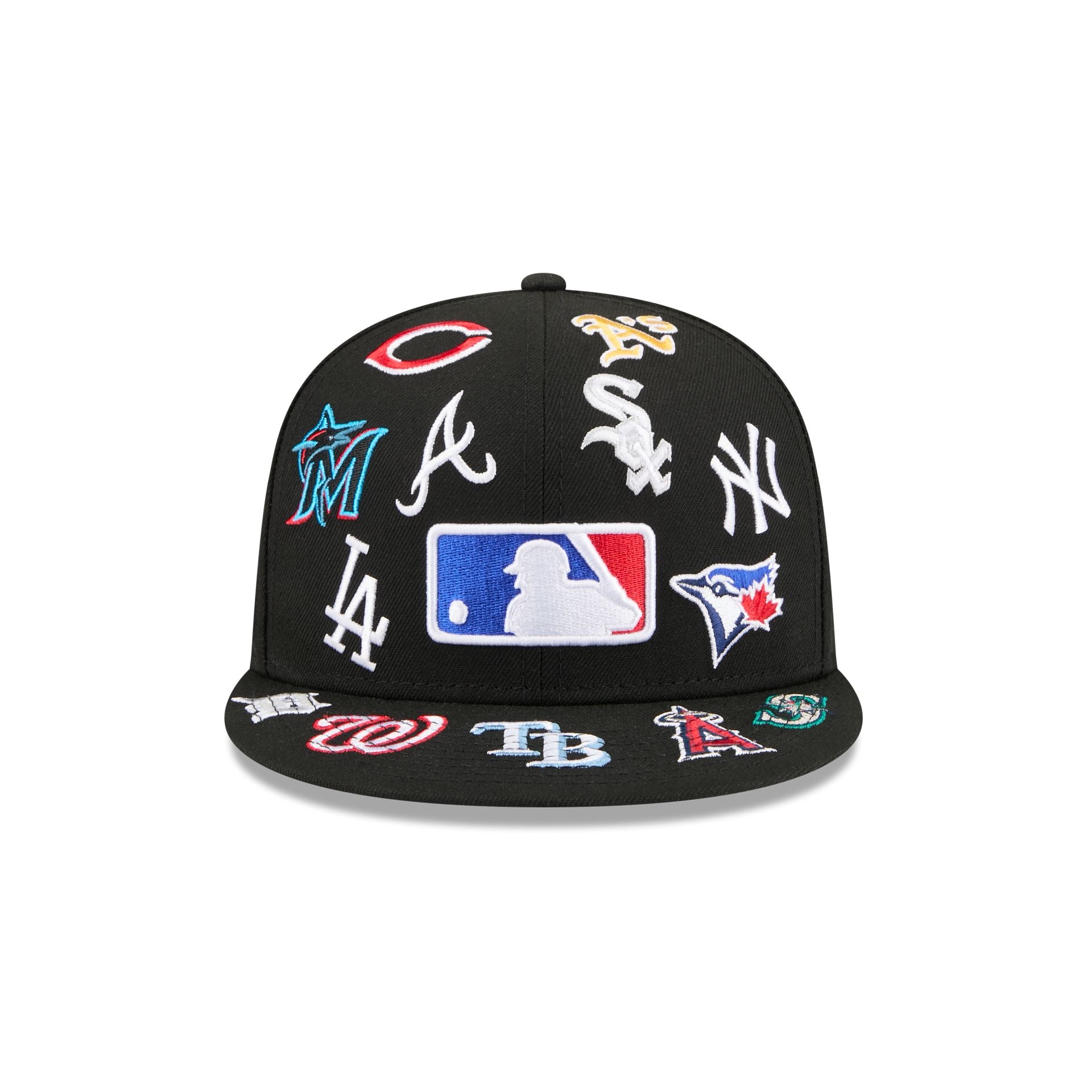 Alternative view of Mlb All Over Logo Black 59Fifty Fitted Hat