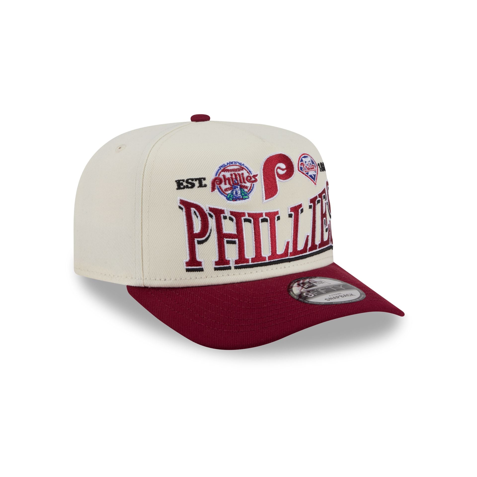 Philadelphia Phillies Three Hit Chrome White 9Fifty A-Frame Snapback Hat - Image 3