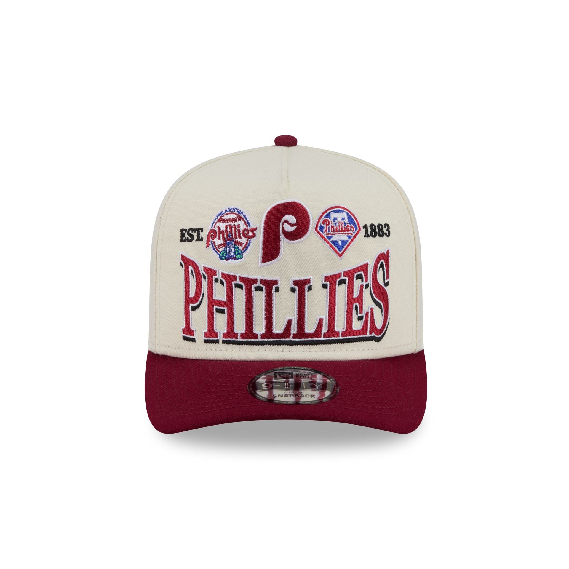 Philadelphia Phillies Three Hit Chrome White 9Fifty A-Frame Snapback Hat - Image 2