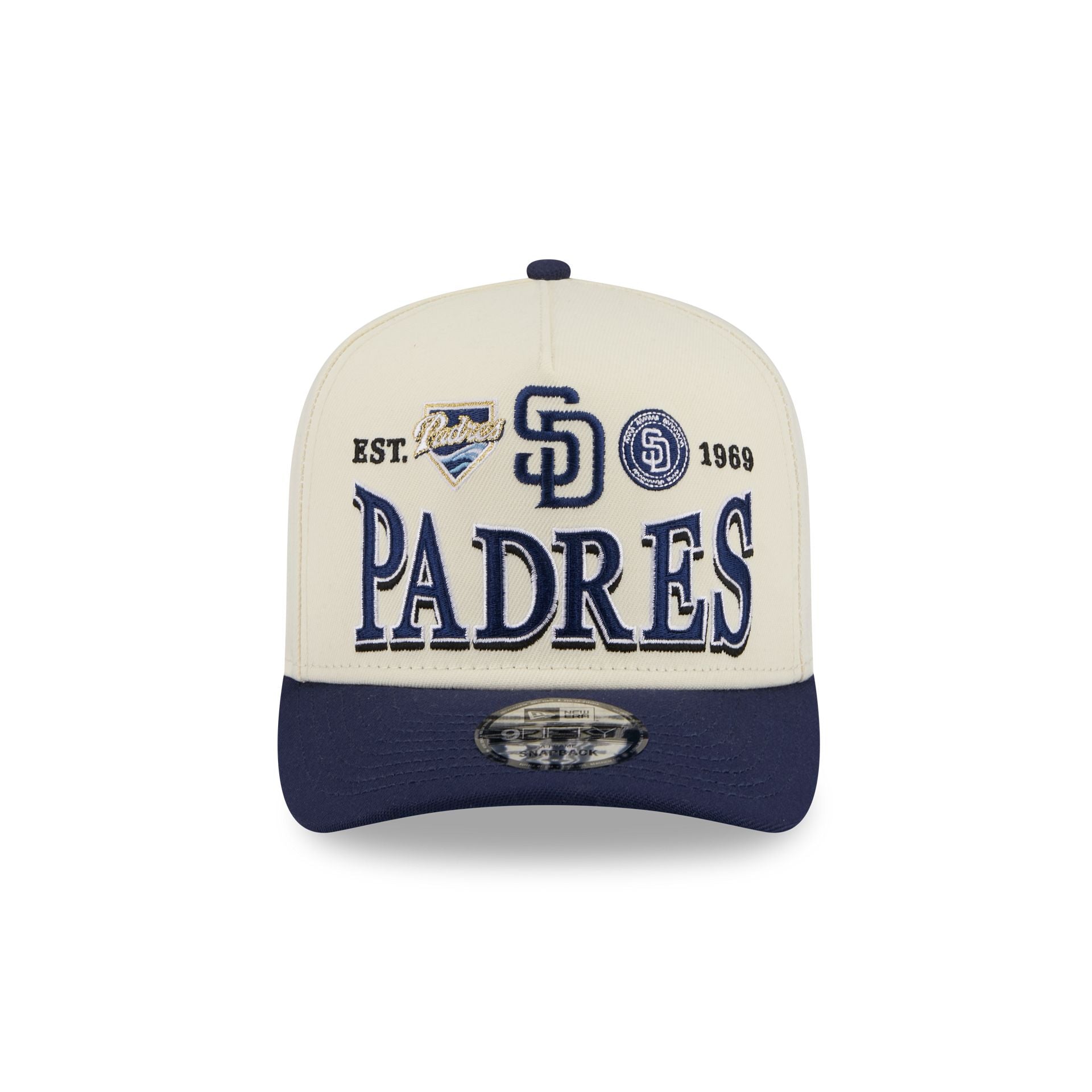 Alternative view of San Diego Padres Three Hit Chrome White 9Fifty A-Frame Snapback Hat