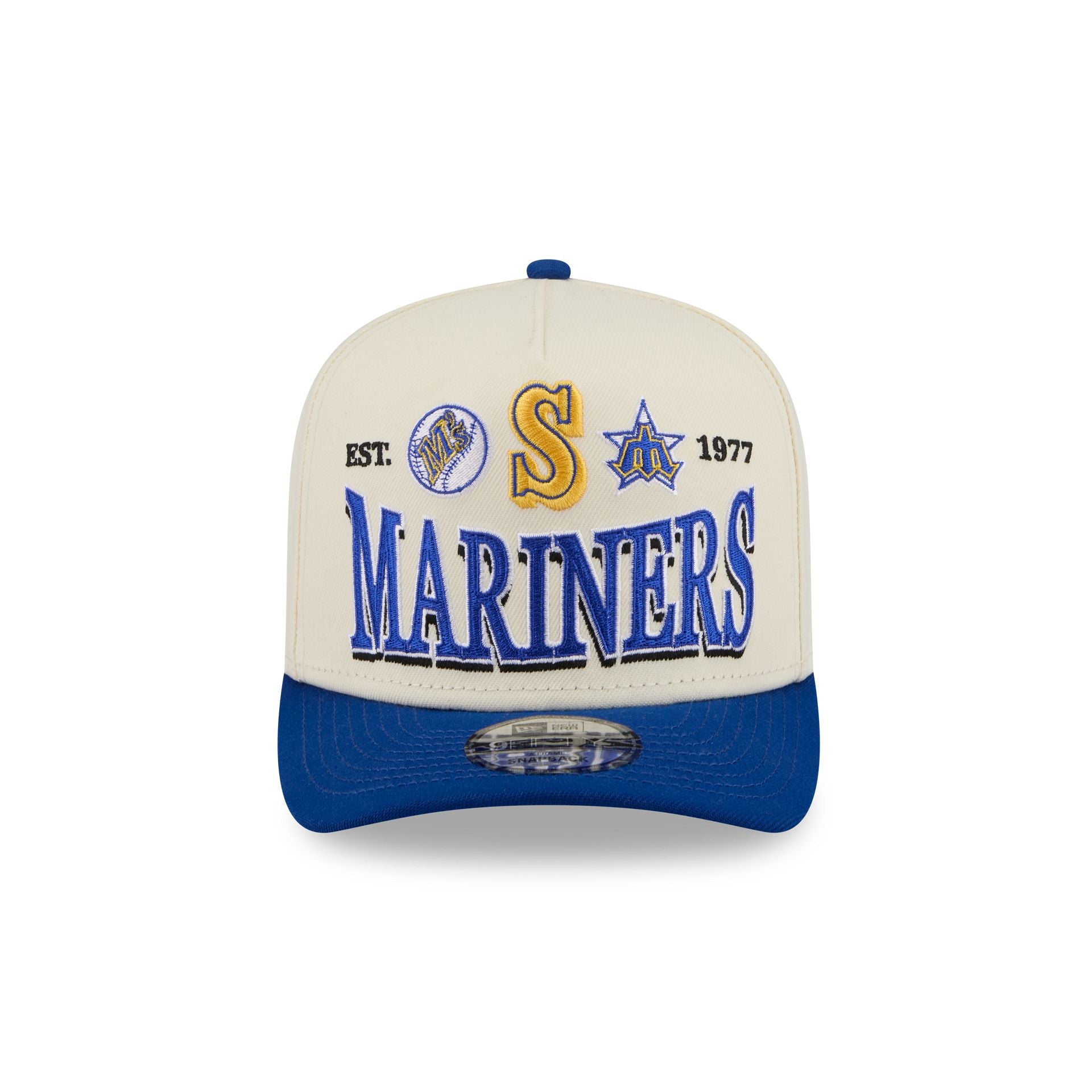 Alternative view of Seattle Mariners Three Hit Chrome White 9Fifty A-Frame Snapback Hat