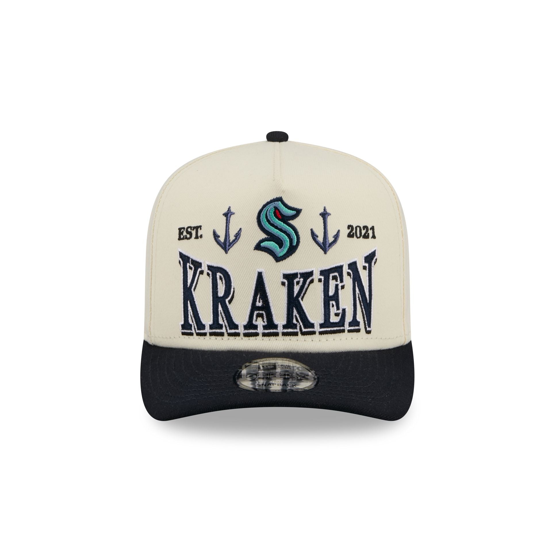 Alternative view of Seattle Kraken Three Hit Chrome White 9Fifty A-Frame Snapback Hat