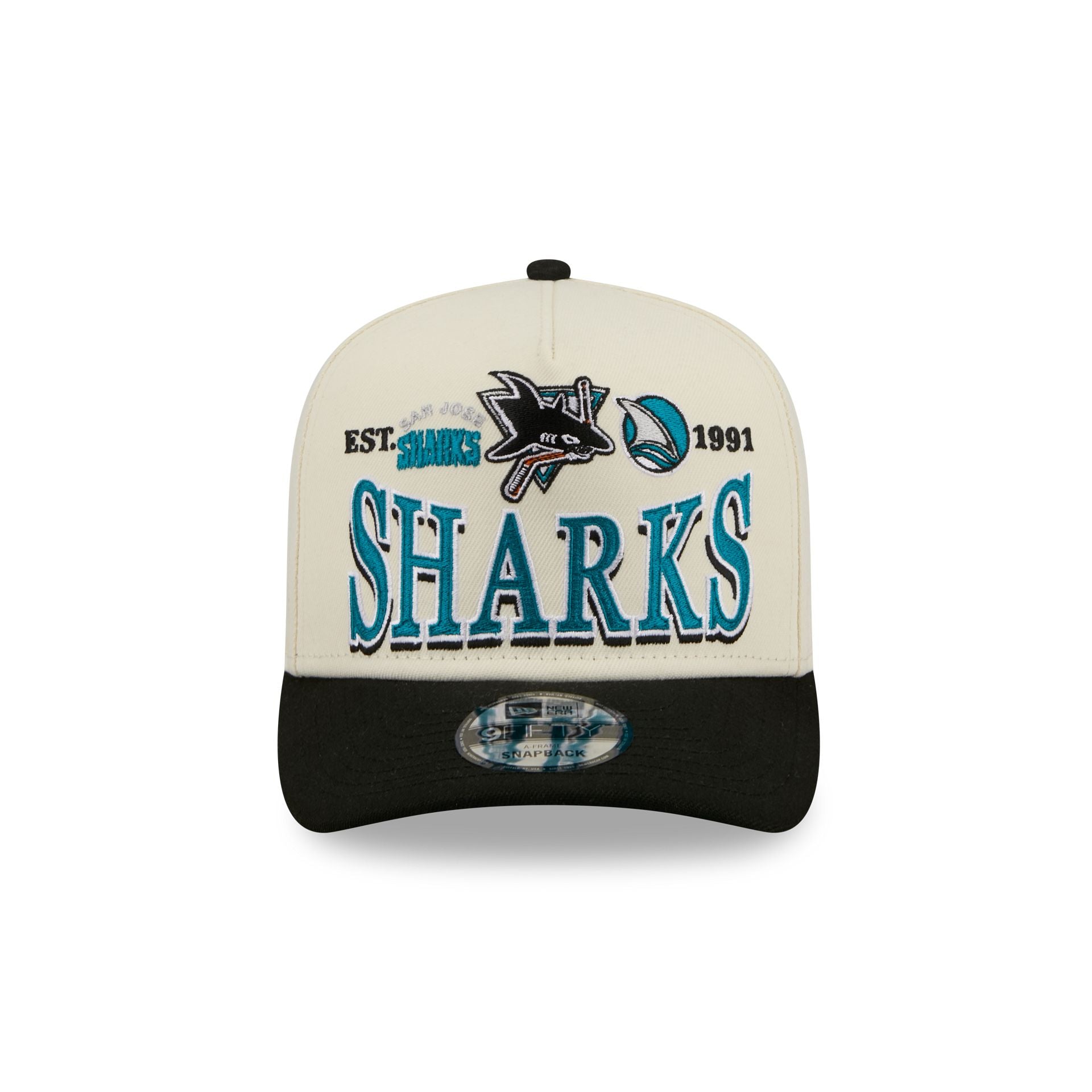 Alternative view of San Jose Sharks Three Hit Chrome White 9Fifty A-Frame Snapback Hat