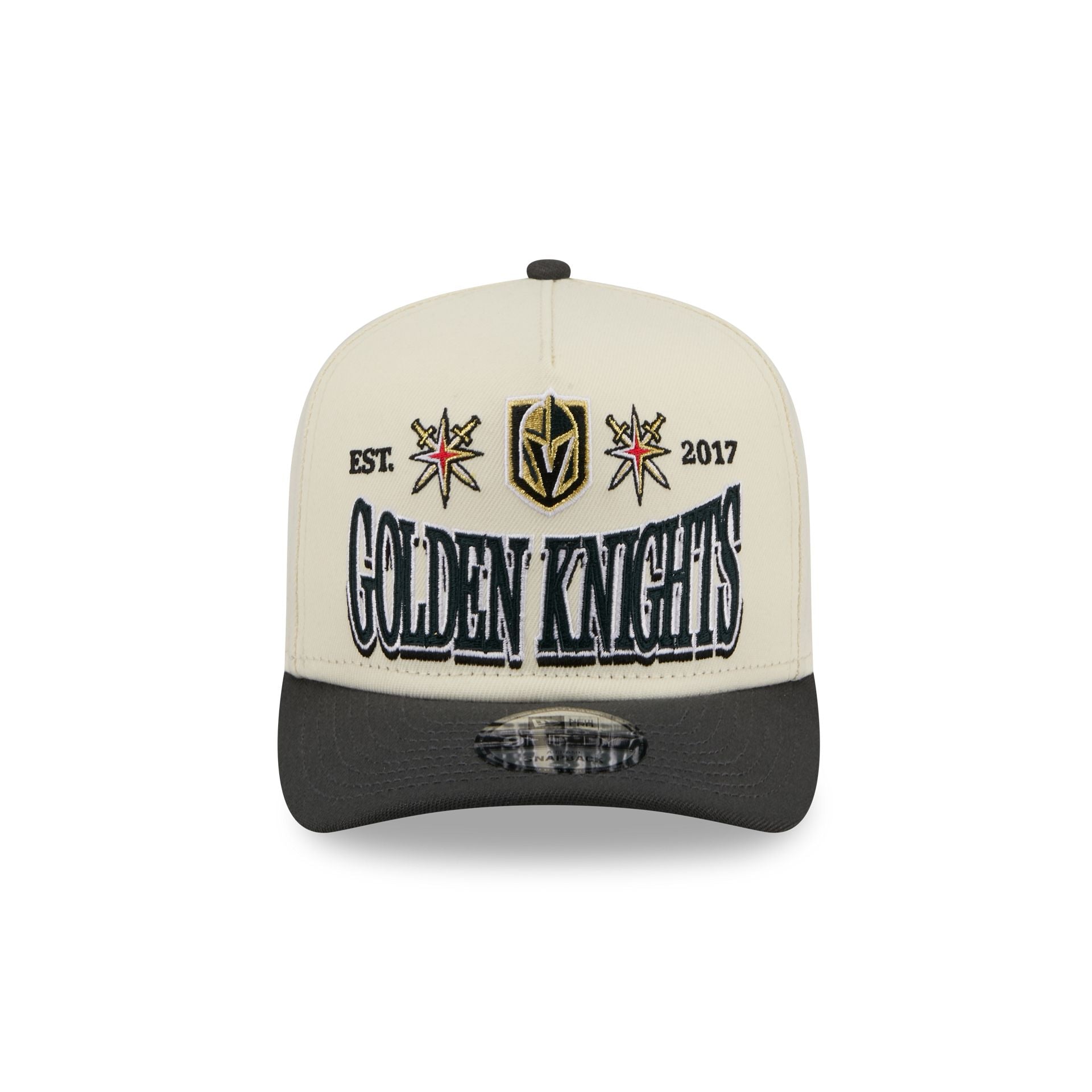 Alternative view of Vegas Golden Knights Three Hit Chrome White 9Fifty A-Frame Snapback Hat