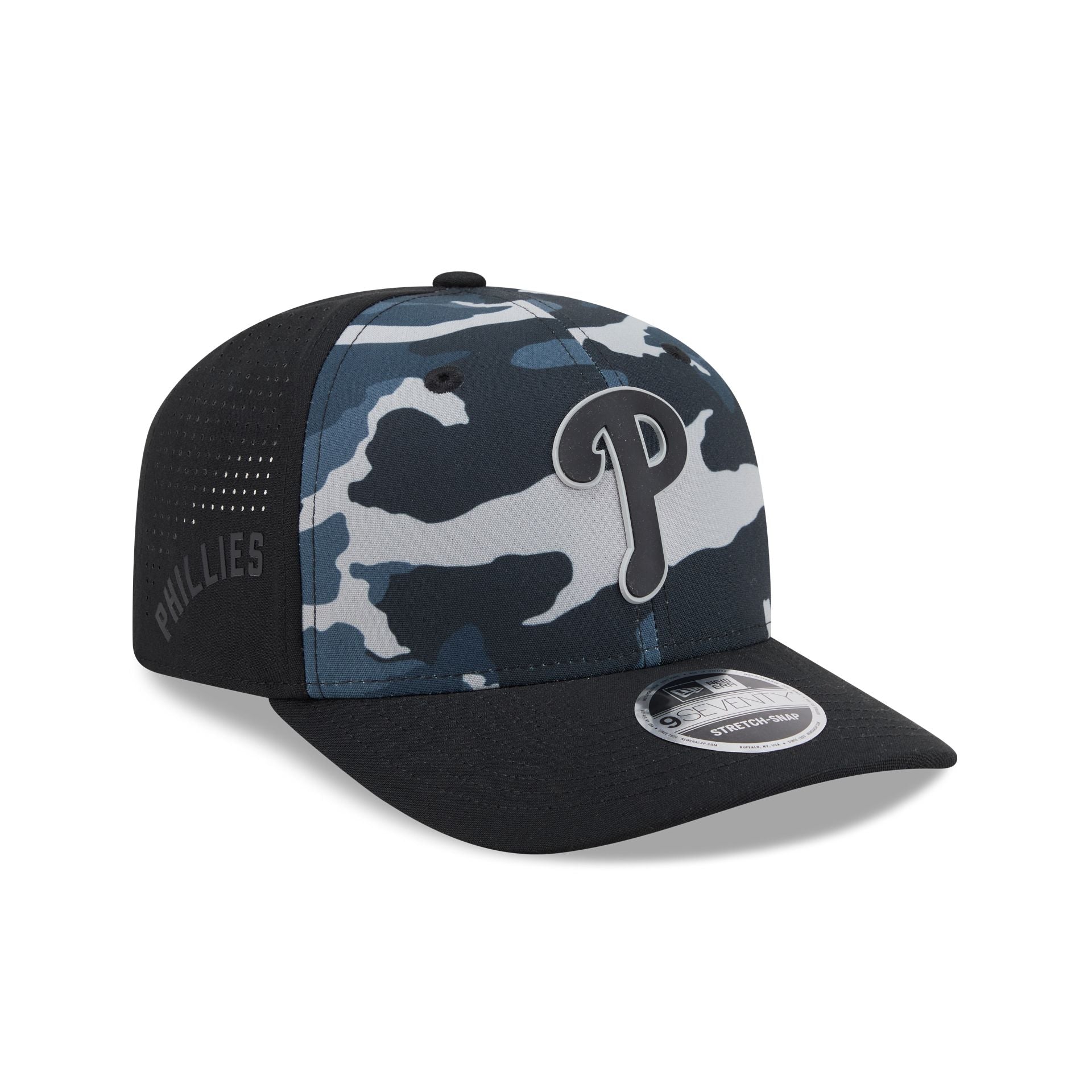 Philadelphia Phillies Black Camo Performance 9Seventy Stretch-Snap Hat