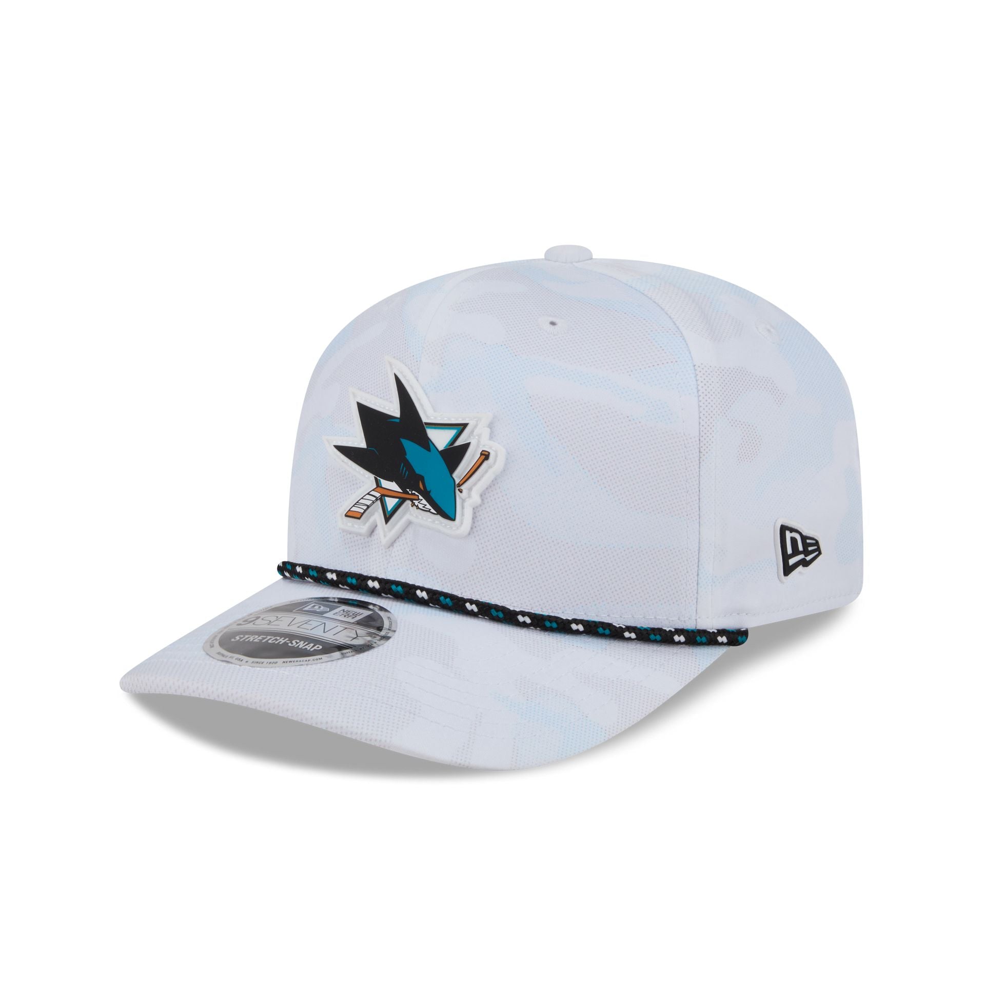 San Jose Sharks White Camo Performance Rope 9Seventy Stretch-Snap Hat