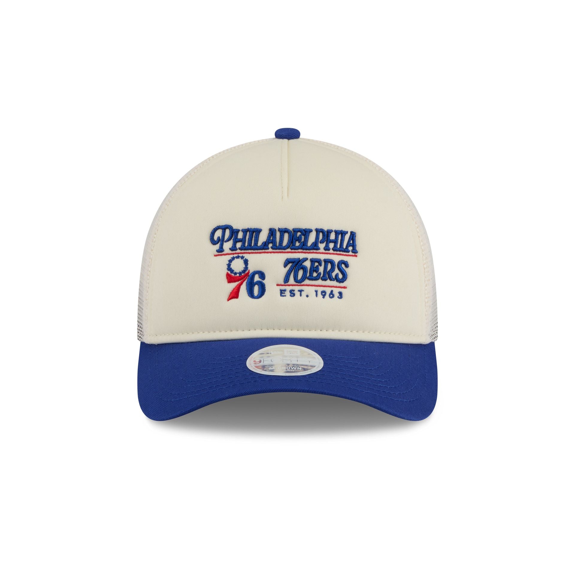 Alternative view of Philadelphia 76Ers Retro Chrome Women's White 9Forty M-Crown A-Frame Trucker Hat