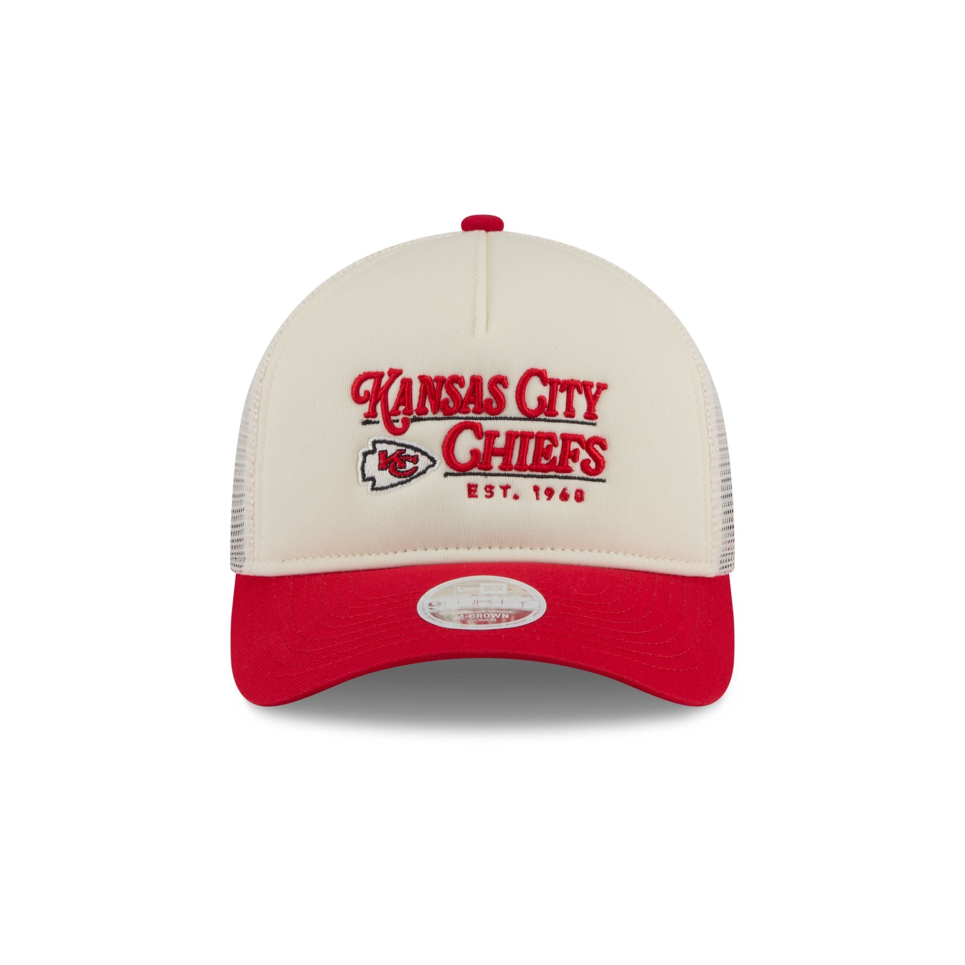 Alternative view of Kansas City Chiefs Retro Chrome Women's White 9Forty M-Crown A-Frame Trucker Hat