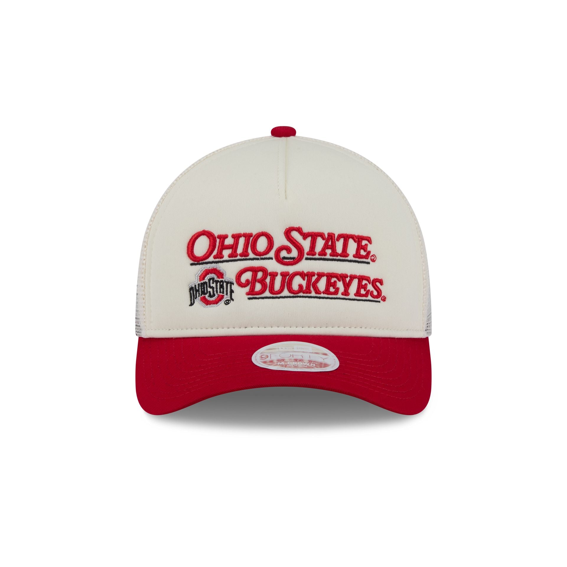 Alternative view of Ohio State Buckeyes Retro Chrome Women's White 9Forty M-Crown A-Frame Trucker Hat