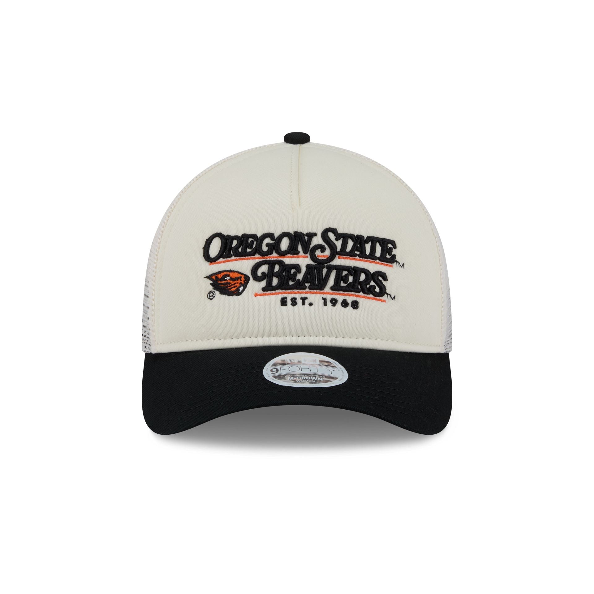 Alternative view of Oregon State Beavers Retro Chrome Women's White 9Forty M-Crown A-Frame Trucker Hat
