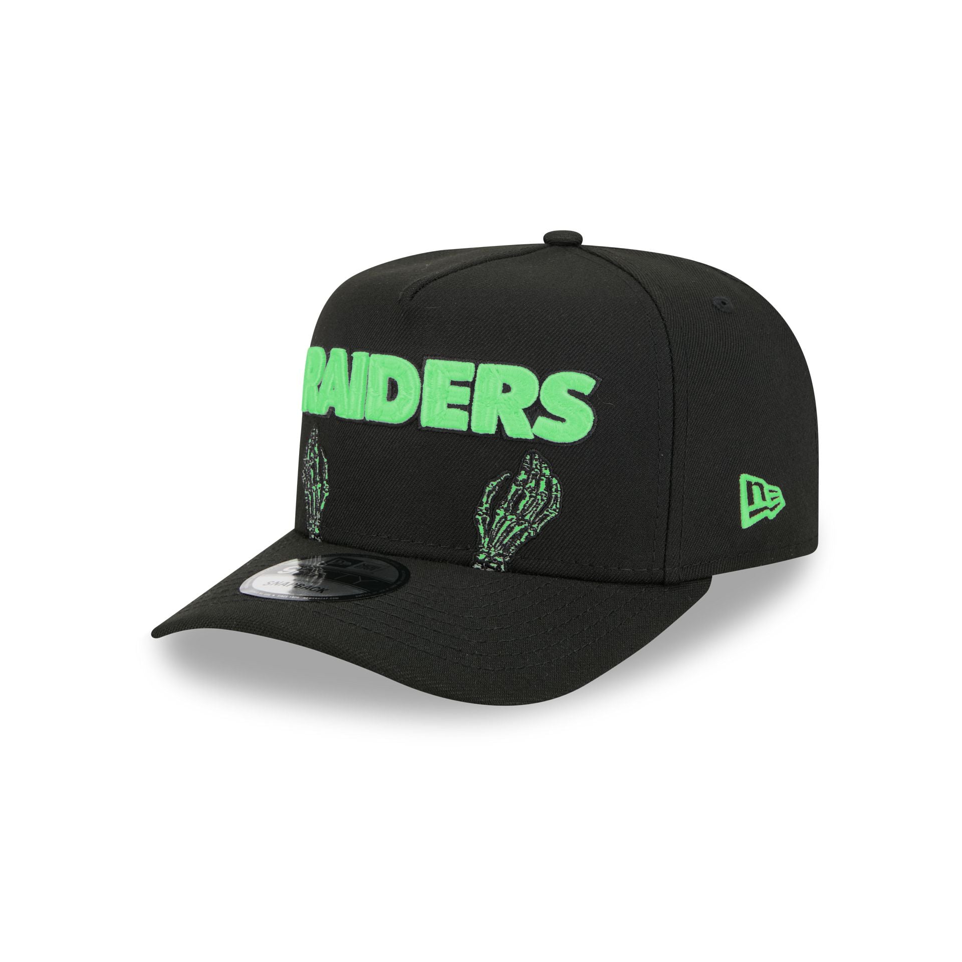Alternative view of Las Vegas Raiders Skeletal Script 9Fifty A-Frame Snapback Hat