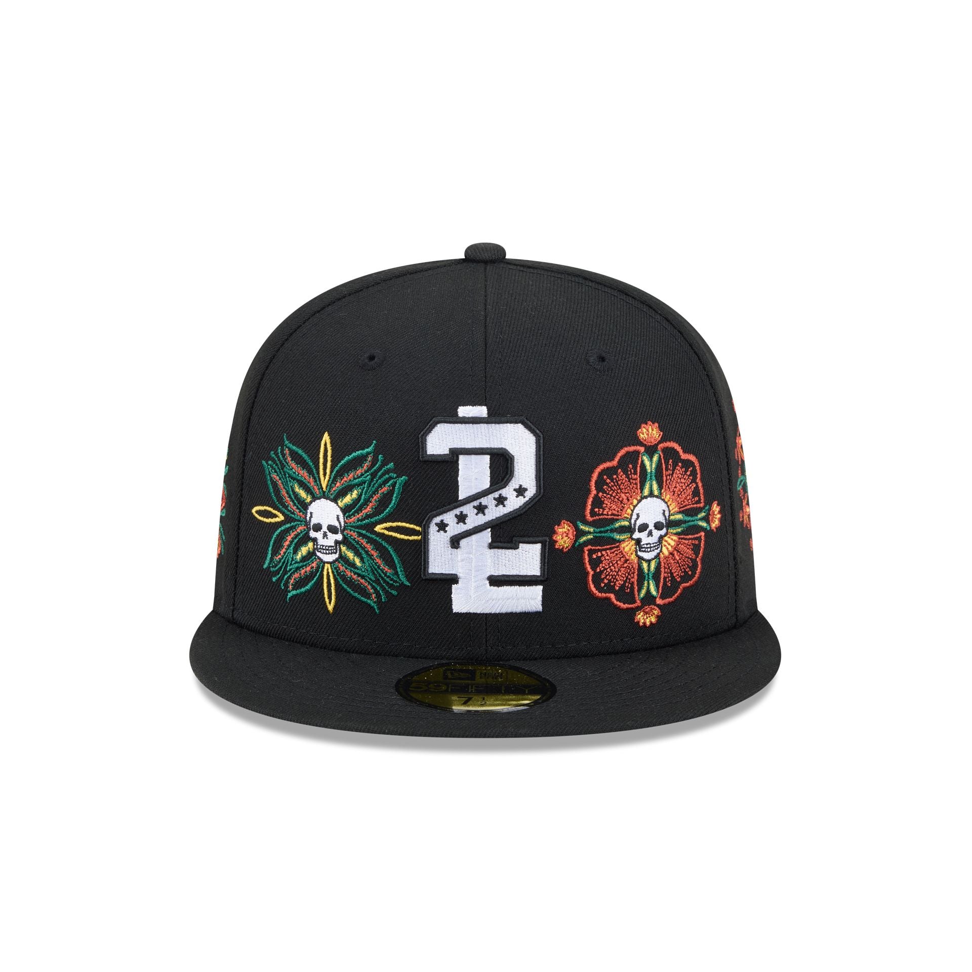 Alternative view of Tecolotes De Los Dos Laredos Day Of The Dead Skull & Flowers 59Fifty Fitted Hat