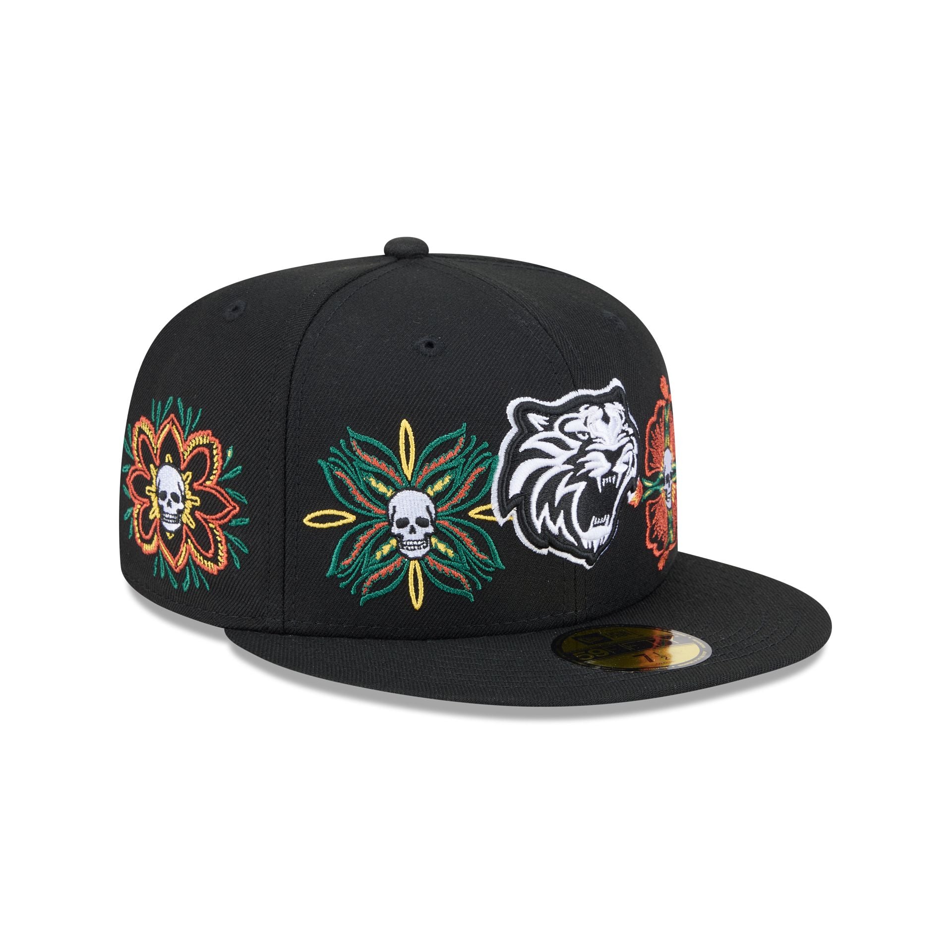 Tigres De Quintana Roo Day Of The Dead Skull & Flowers 59Fifty Fitted Hat