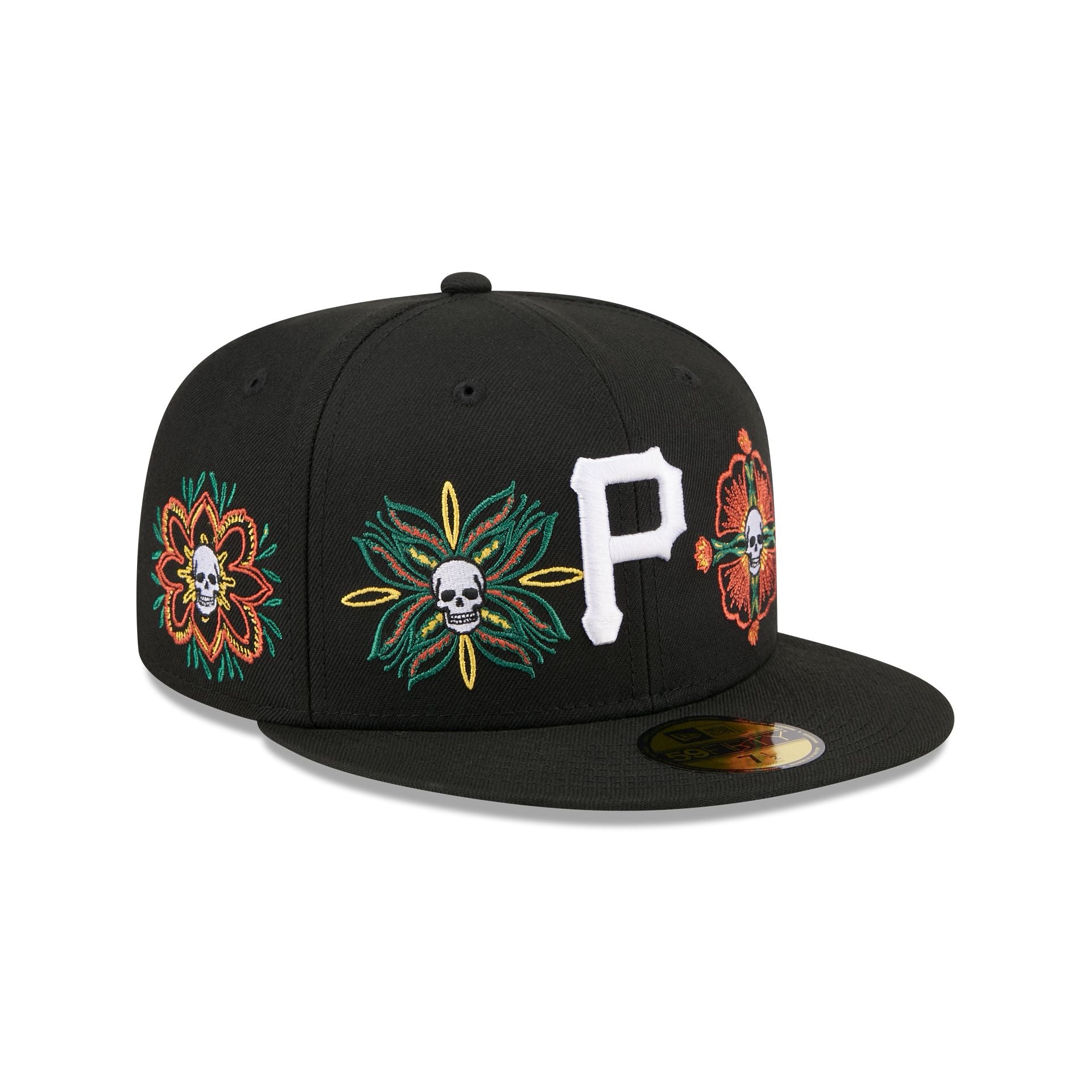 Pittsburgh Pirates Day Of The Dead Skull & Flowers 59Fifty Fitted Hat
