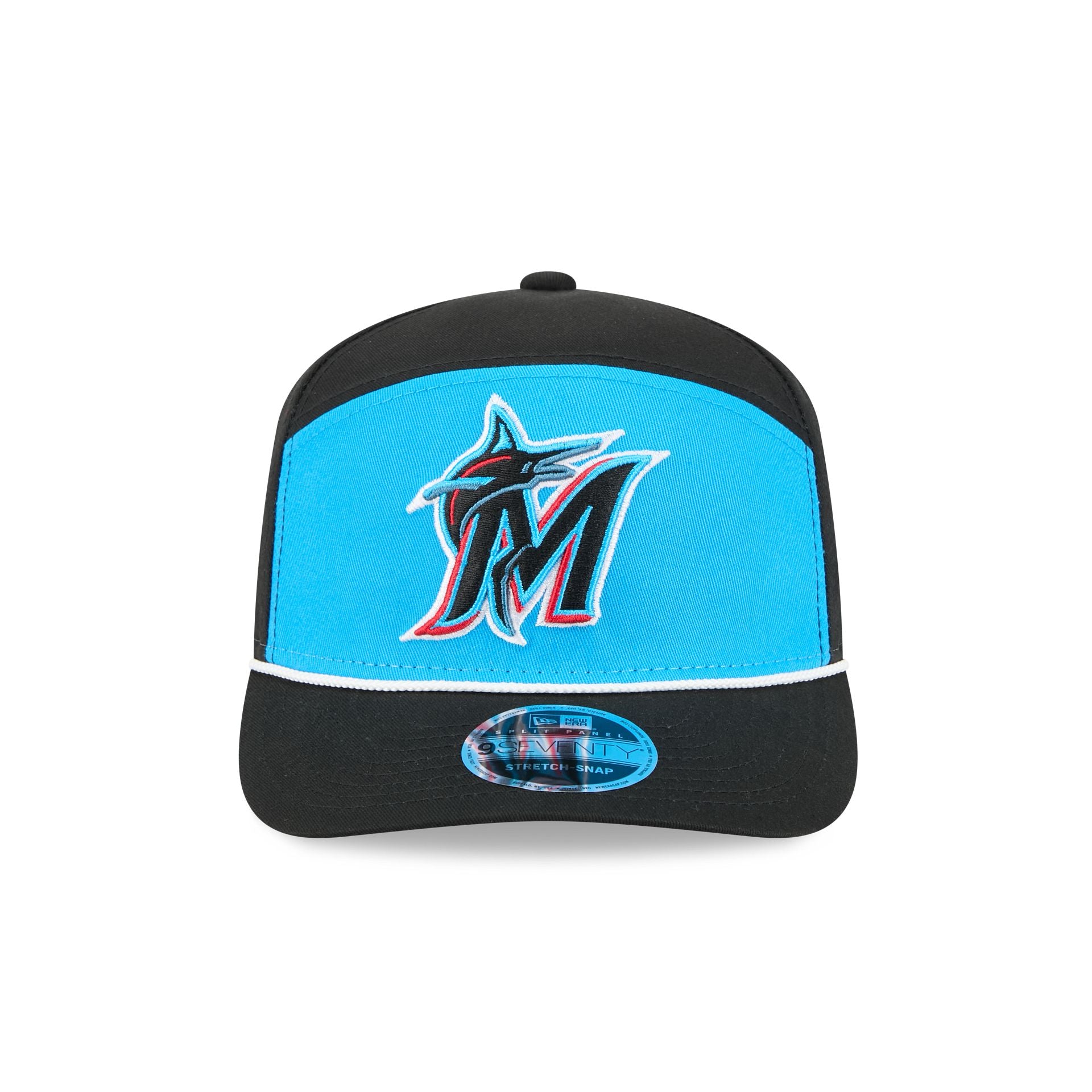 Alternative view of Miami Marlins Split Panel 9Seventy Stretch-Snap Hat