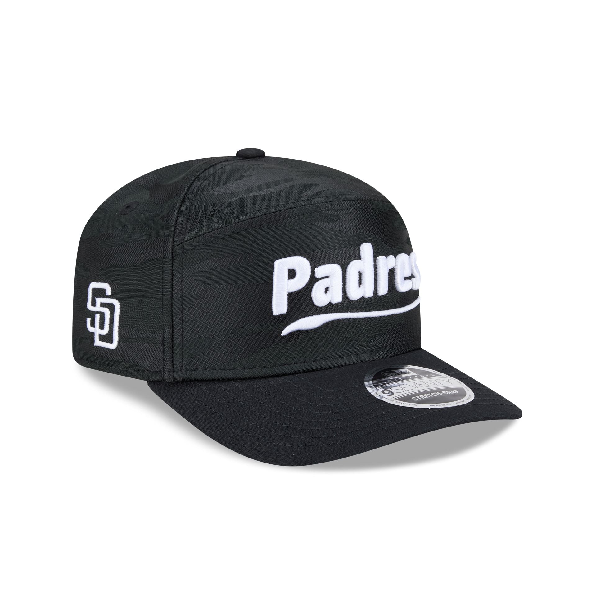 San Diego Padres Black Camo Split Panel 9Seventy Stretch-Snap Hat