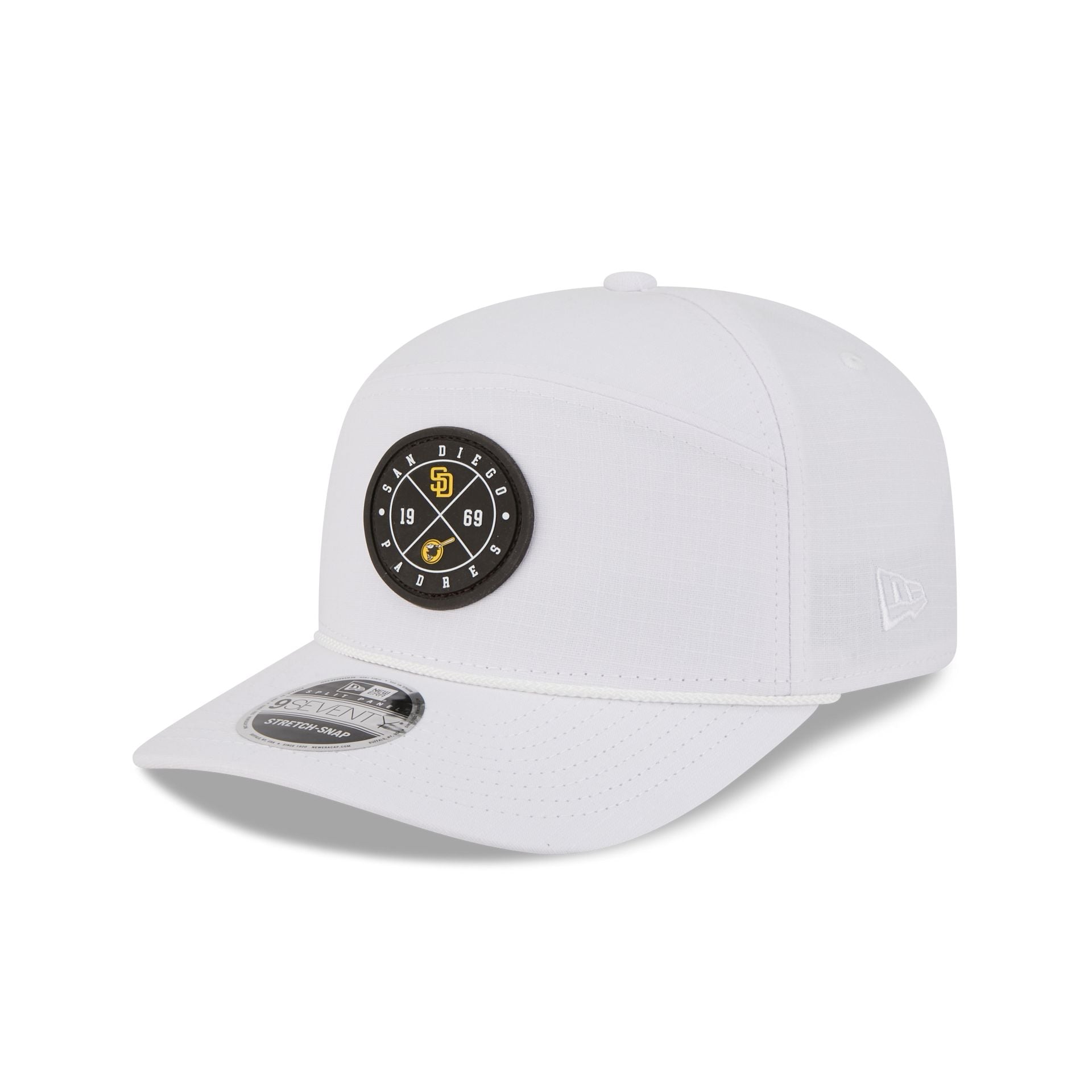 San Diego Padres Circle Logo White Split Panel 9Seventy Stretch-Snap Hat