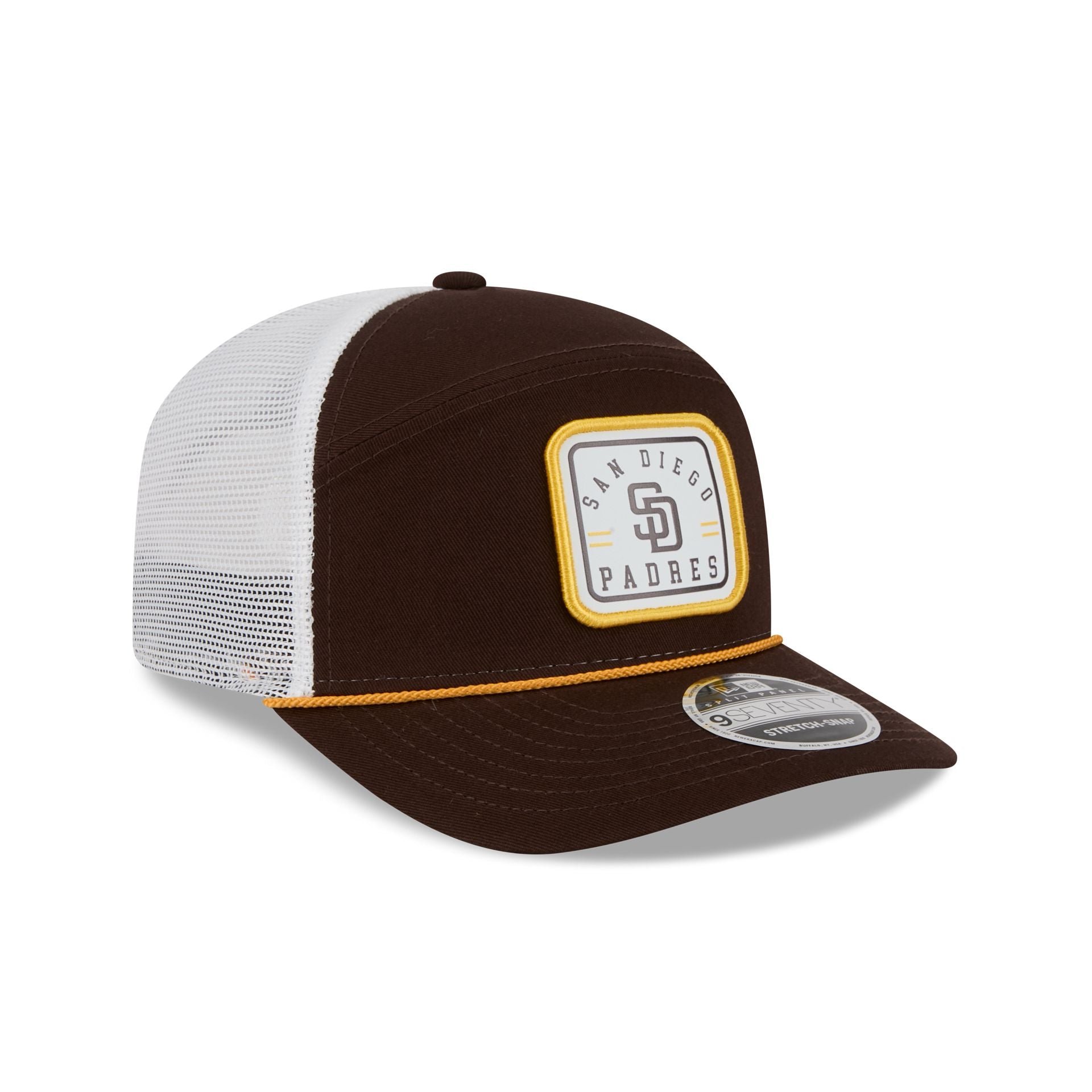San Diego Padres Square Patch Split Panel 9Seventy Trucker Hat - Image 3