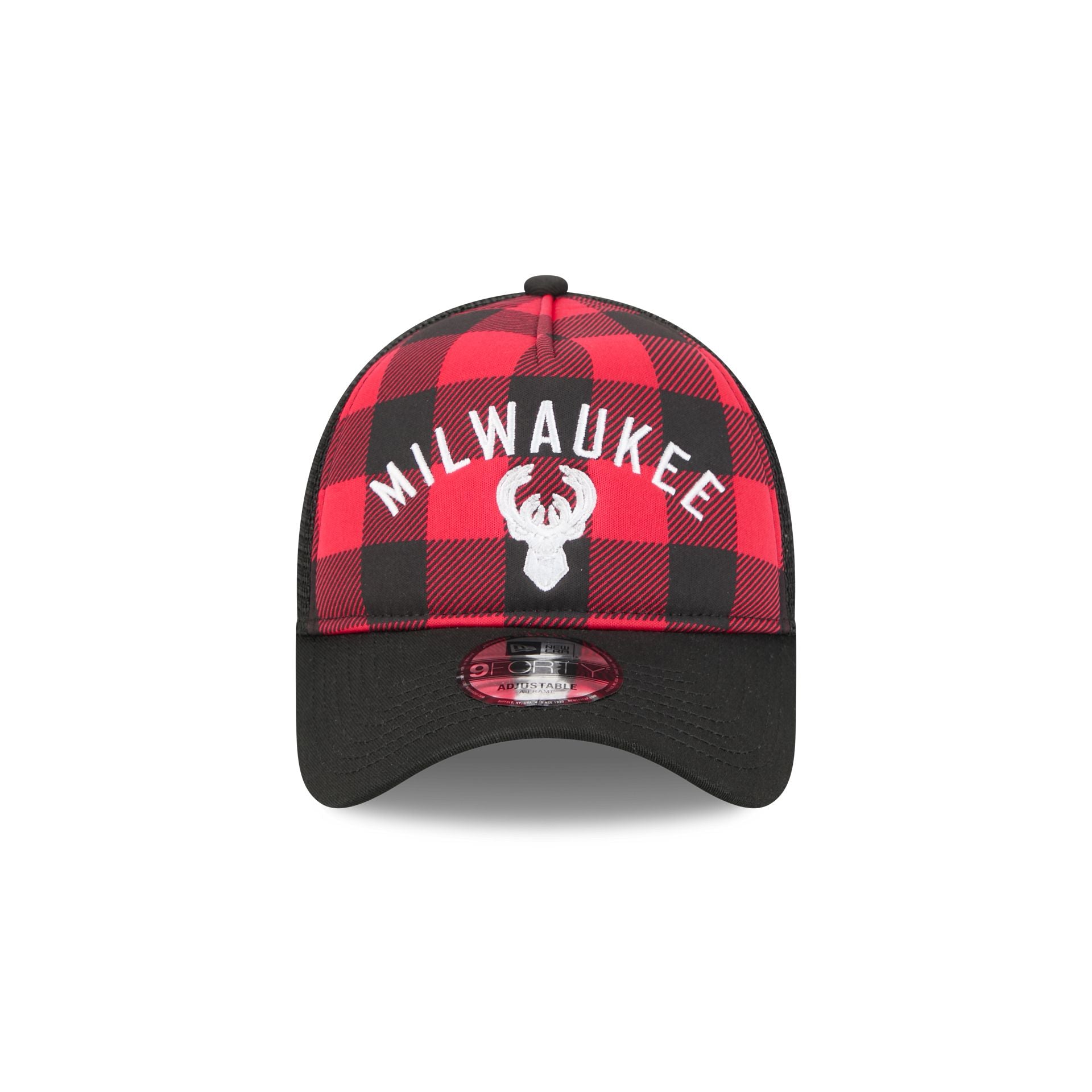 Alternative view of Milwaukee Bucks Evergreen Check 9Forty A-Frame Trucker Hat