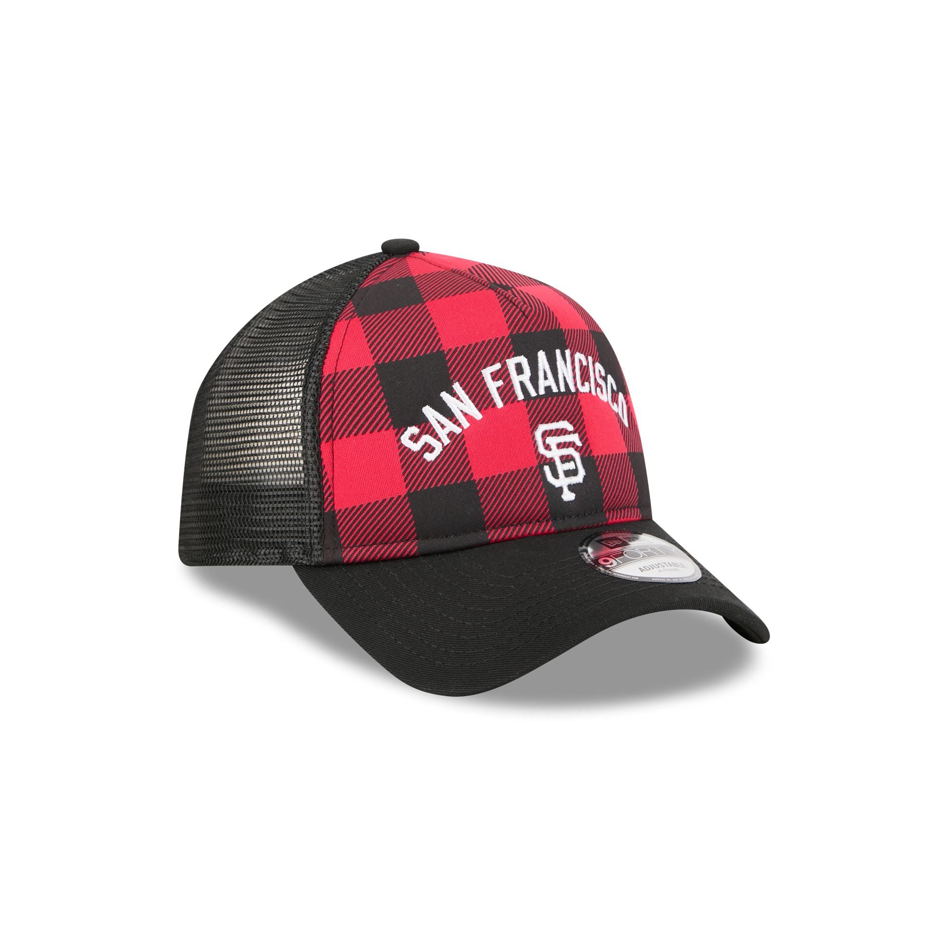 San Francisco Giants Evergreen Check 9Forty A-Frame Trucker Hat - Image 3
