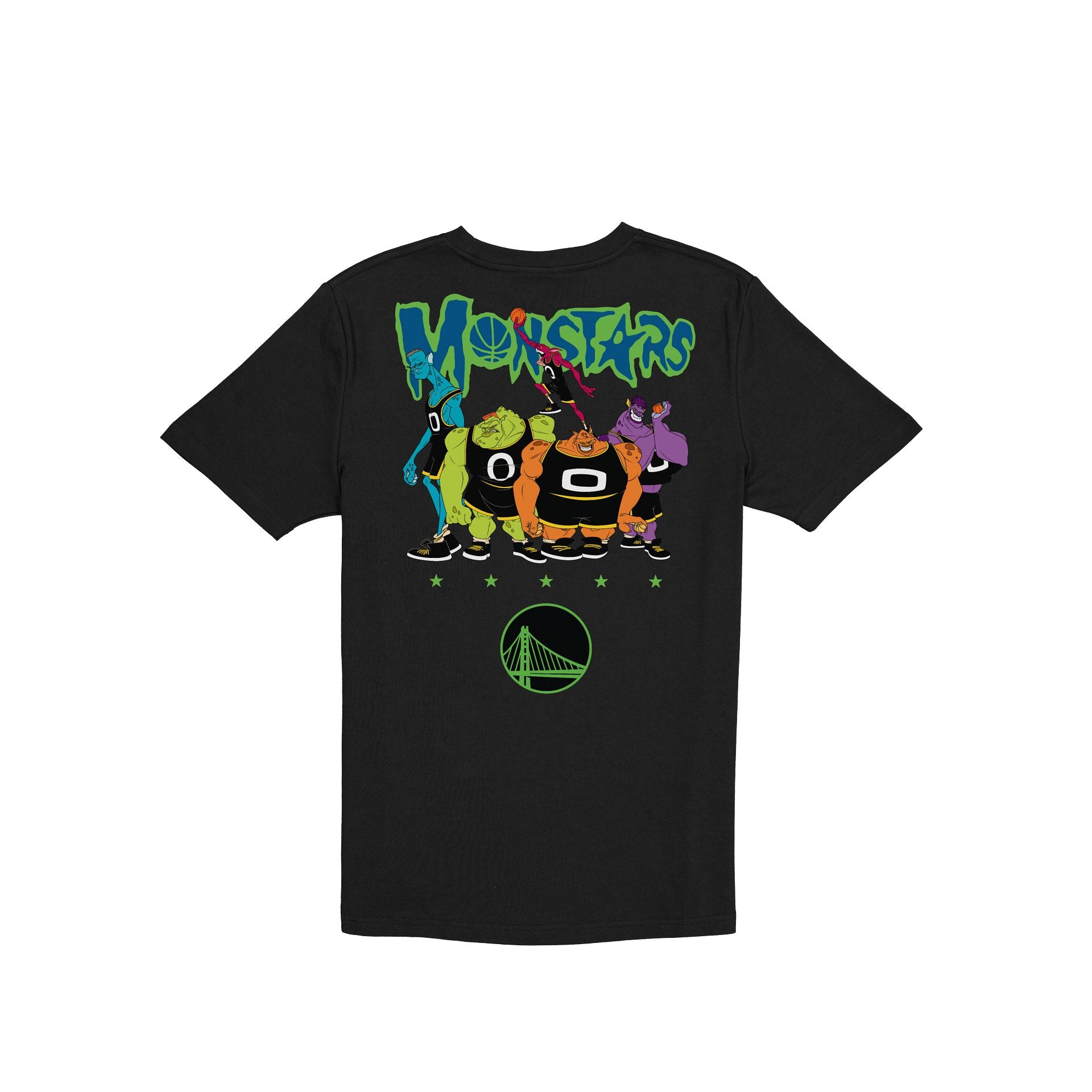 Alternative view of Space Jam X Golden State Warriors Monstars Black T-Shirt
