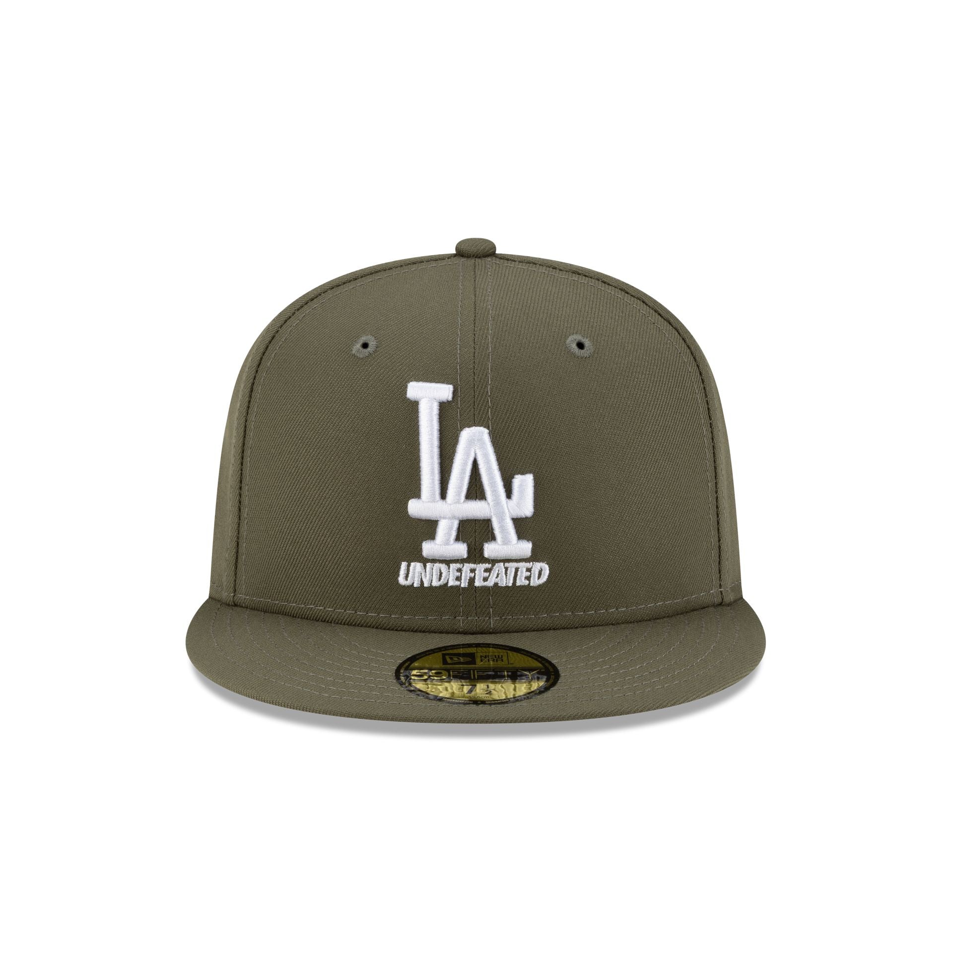Alternative view of Undefeated X Los Angeles Dodgers Stacked Olive 59Fifty Fitted Hat