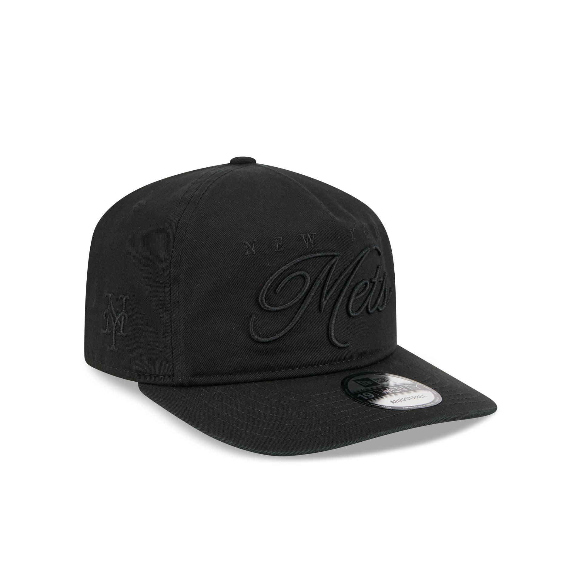 New York Mets All Black Scripted 19Twenty Adjustable Hat