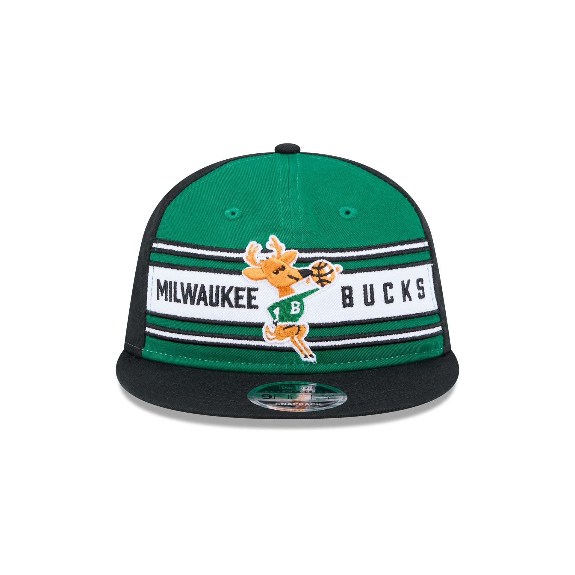 Alternative view of Milwaukee Bucks Team Stripes Retro Crown 9Fifty Snapback Hat