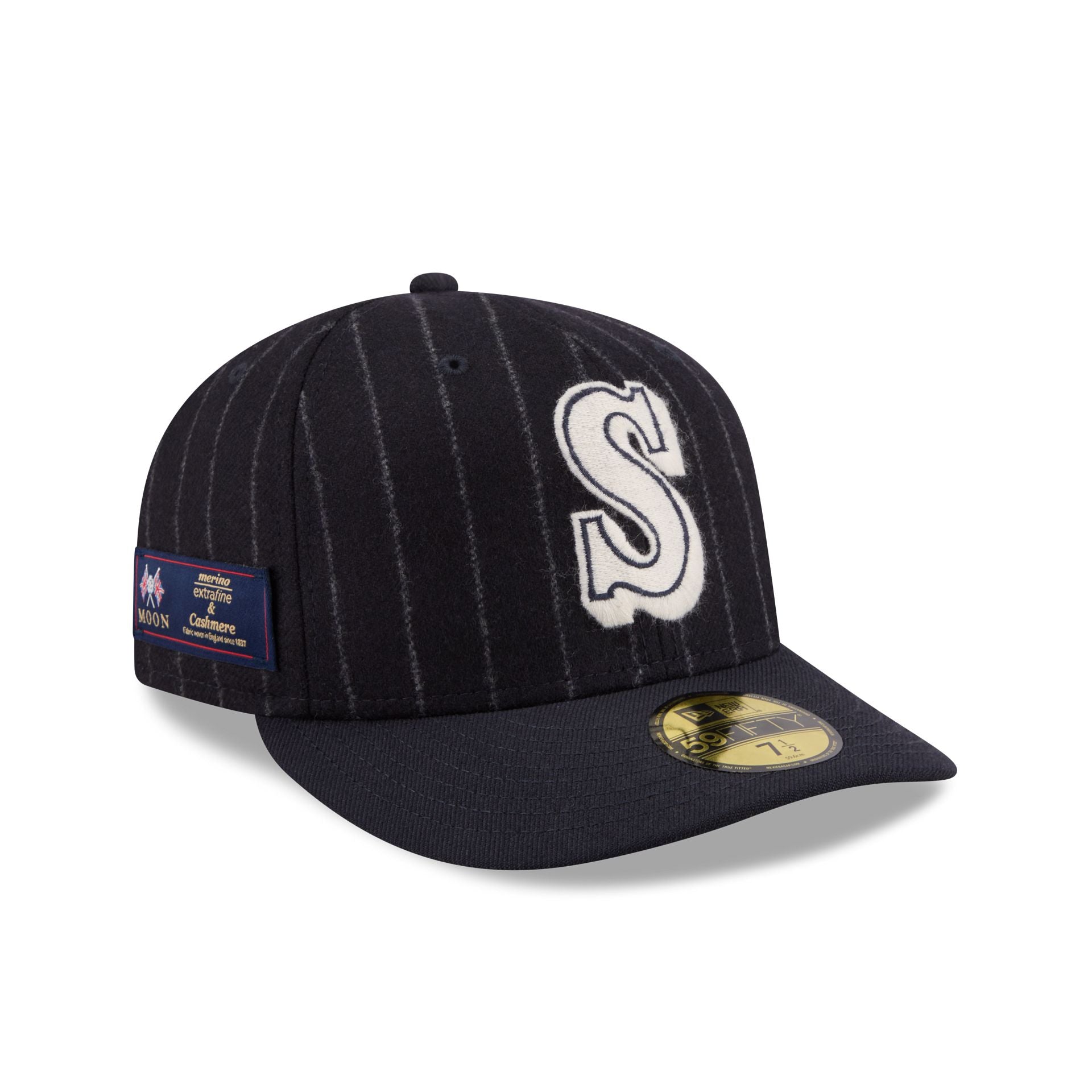 Seattle Mariners Pinstripe Merino & Cashmere Moon 59Fifty Fitted Hat