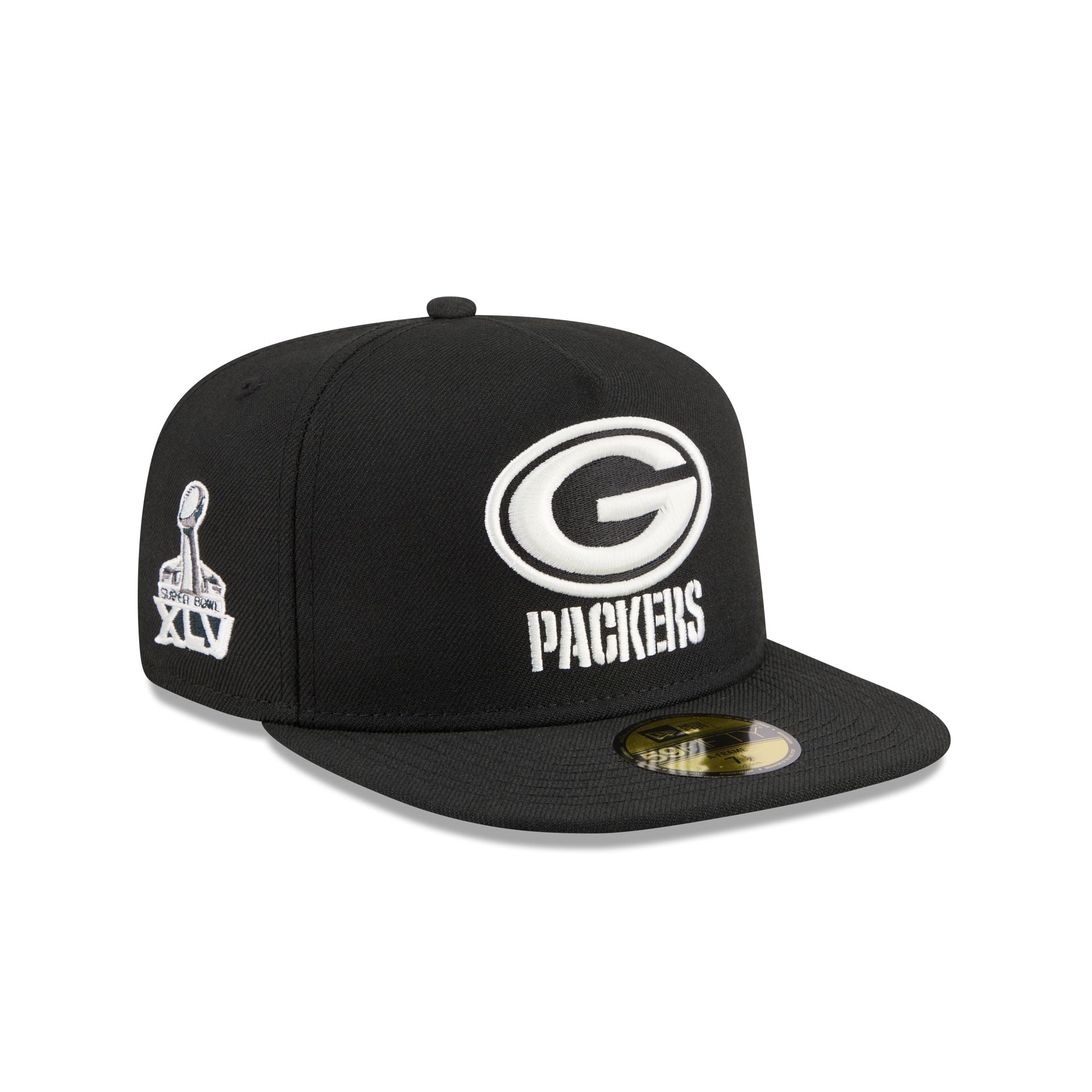 Just Caps Chiseled Logo Green Bay Packers 59Fifty A-Frame Fitted Hat