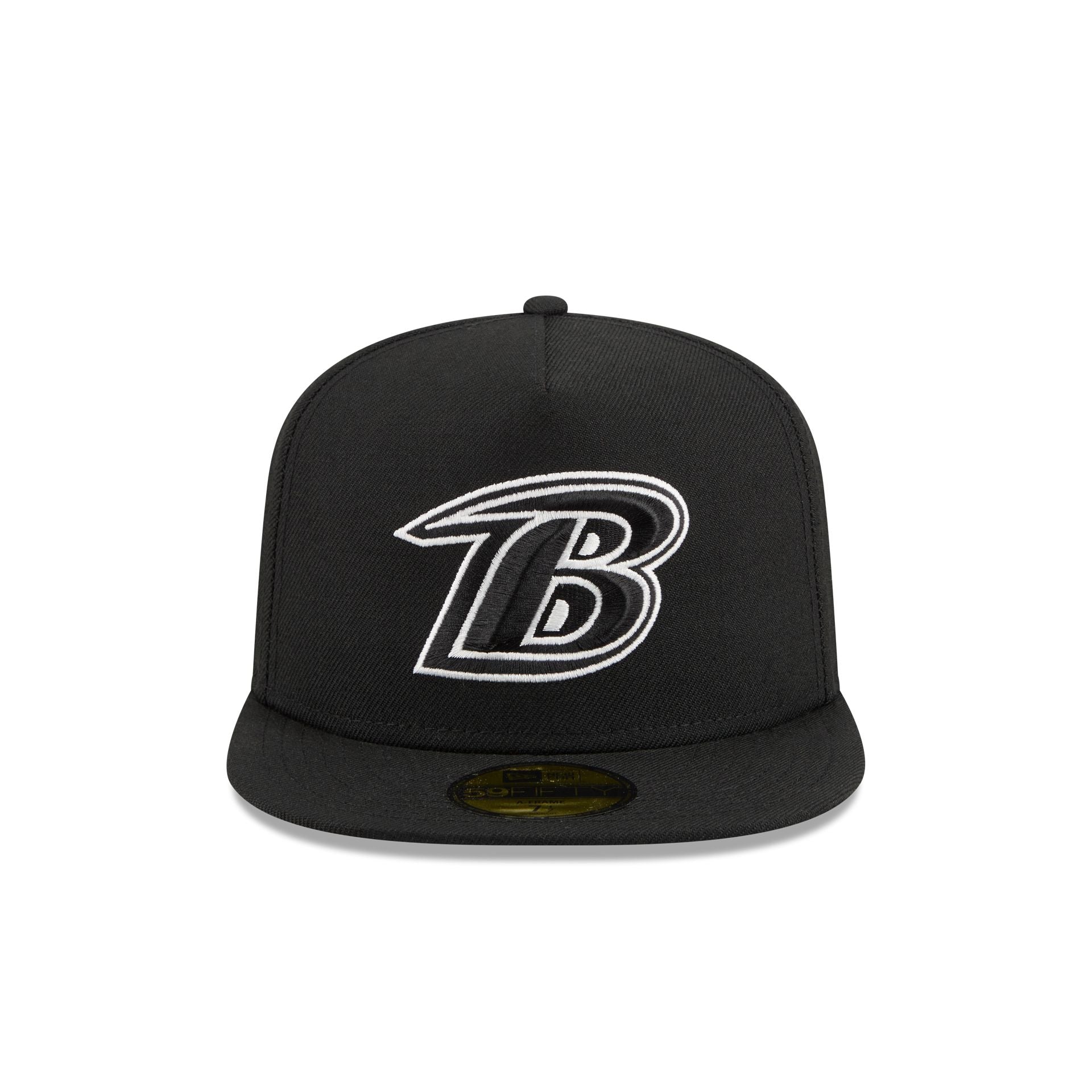 Alternative view of Just Caps Chiseled Logo Baltimore Ravens 59Fifty A-Frame Fitted Hat