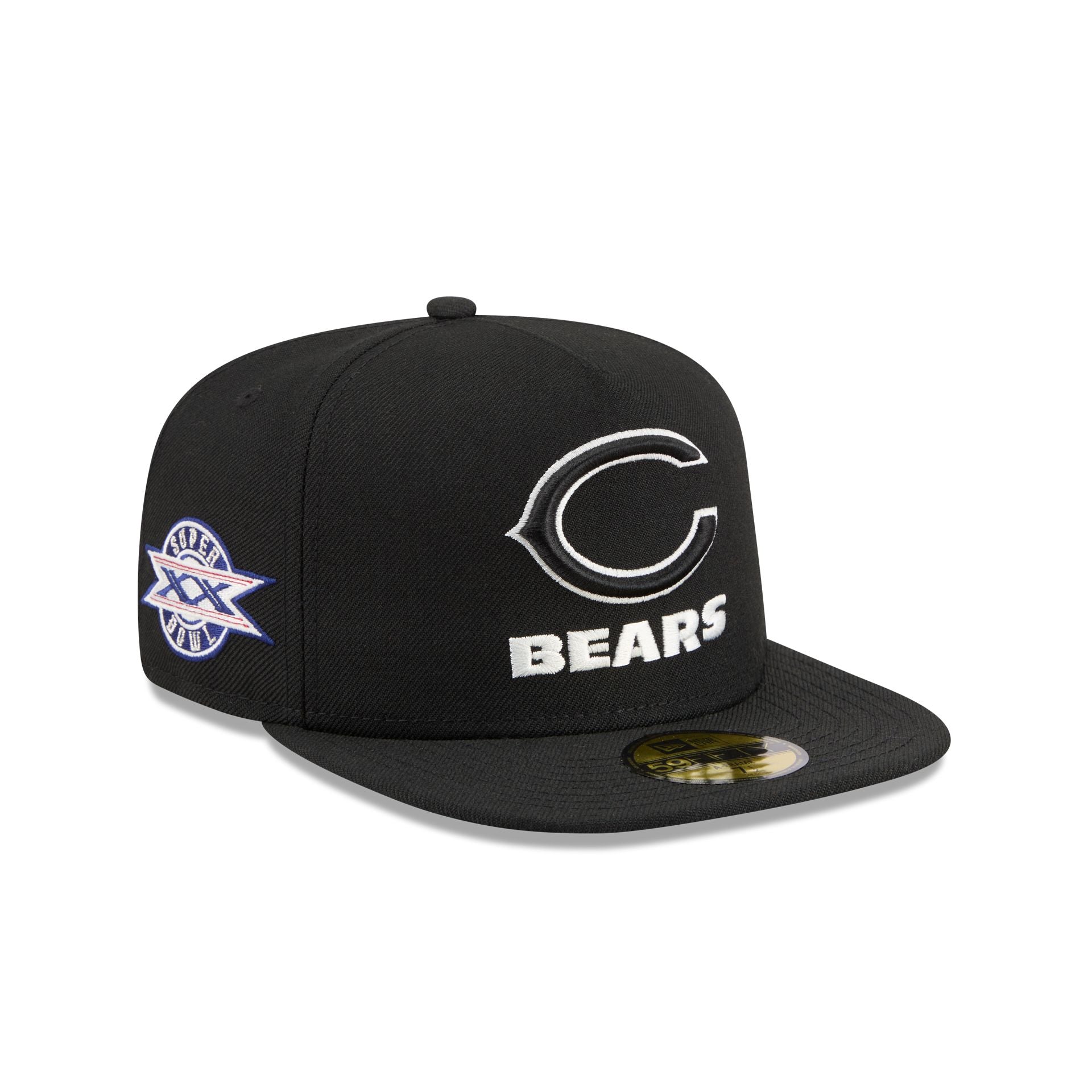Just Caps Chiseled Logo Chicago Bears 59Fifty A-Frame Fitted Hat