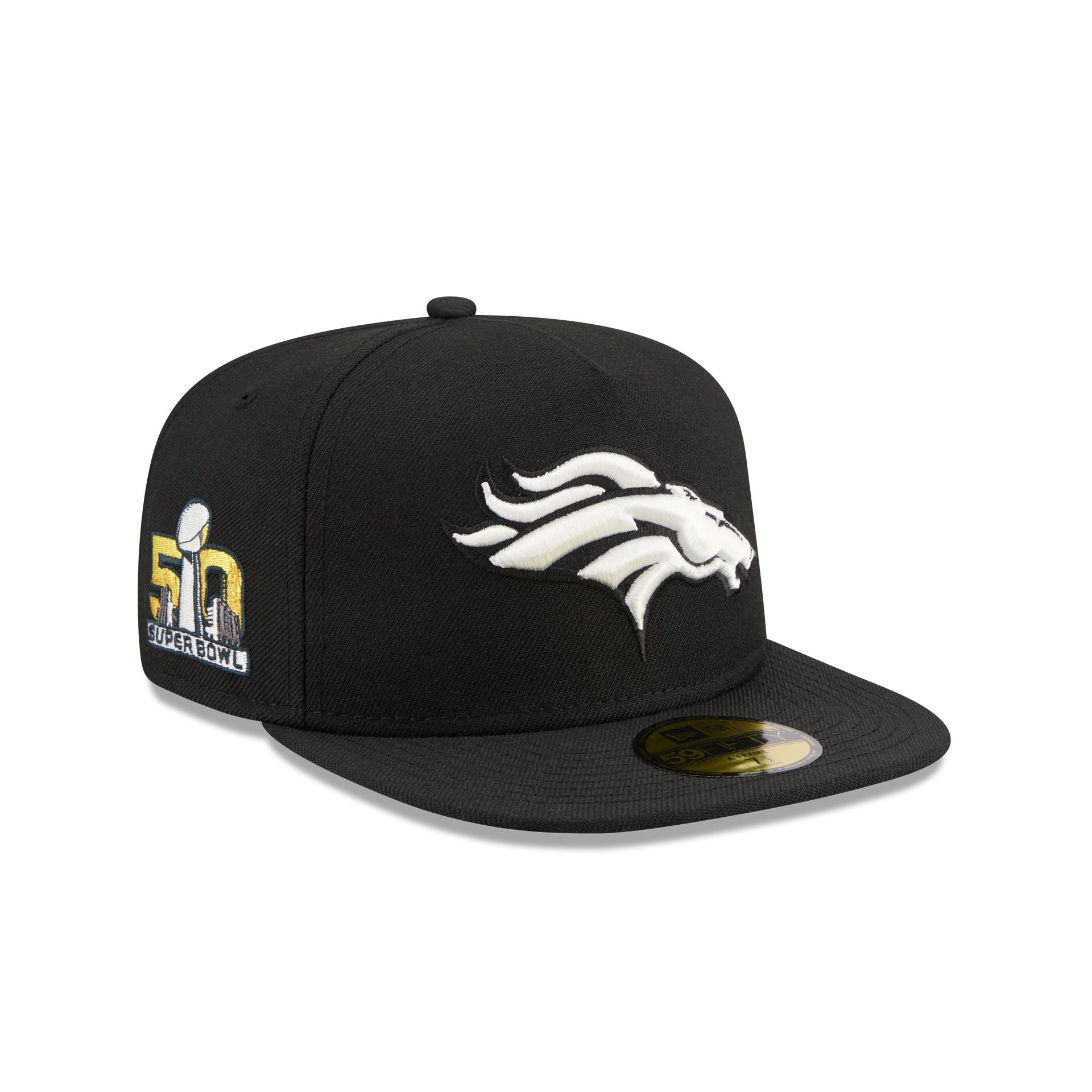 Just Caps Chiseled Logo Denver Broncos 59Fifty A-Frame Fitted Hat