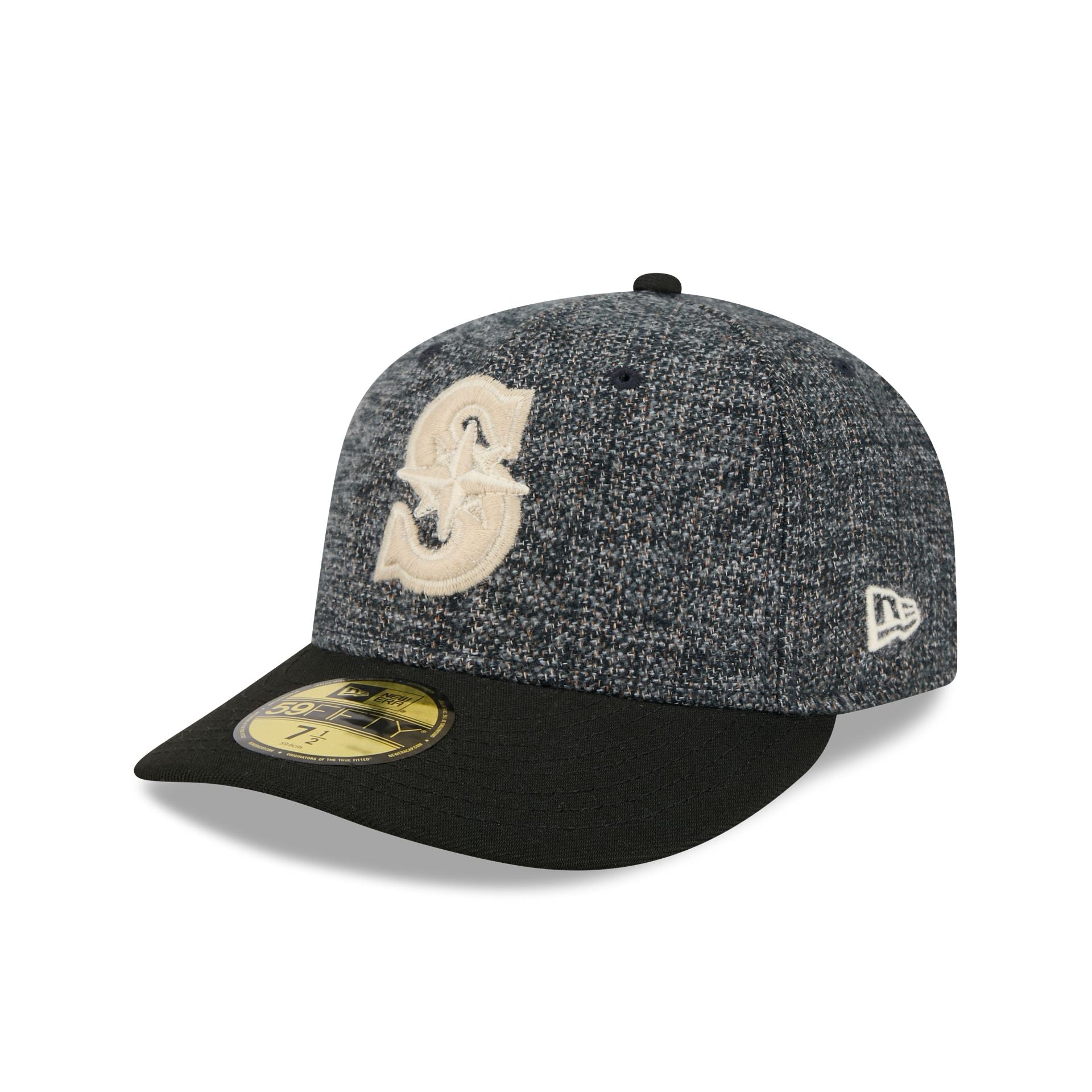 Seattle Mariners Three Looms Tweedy Cotton Black 59Fifty Fitted Hat