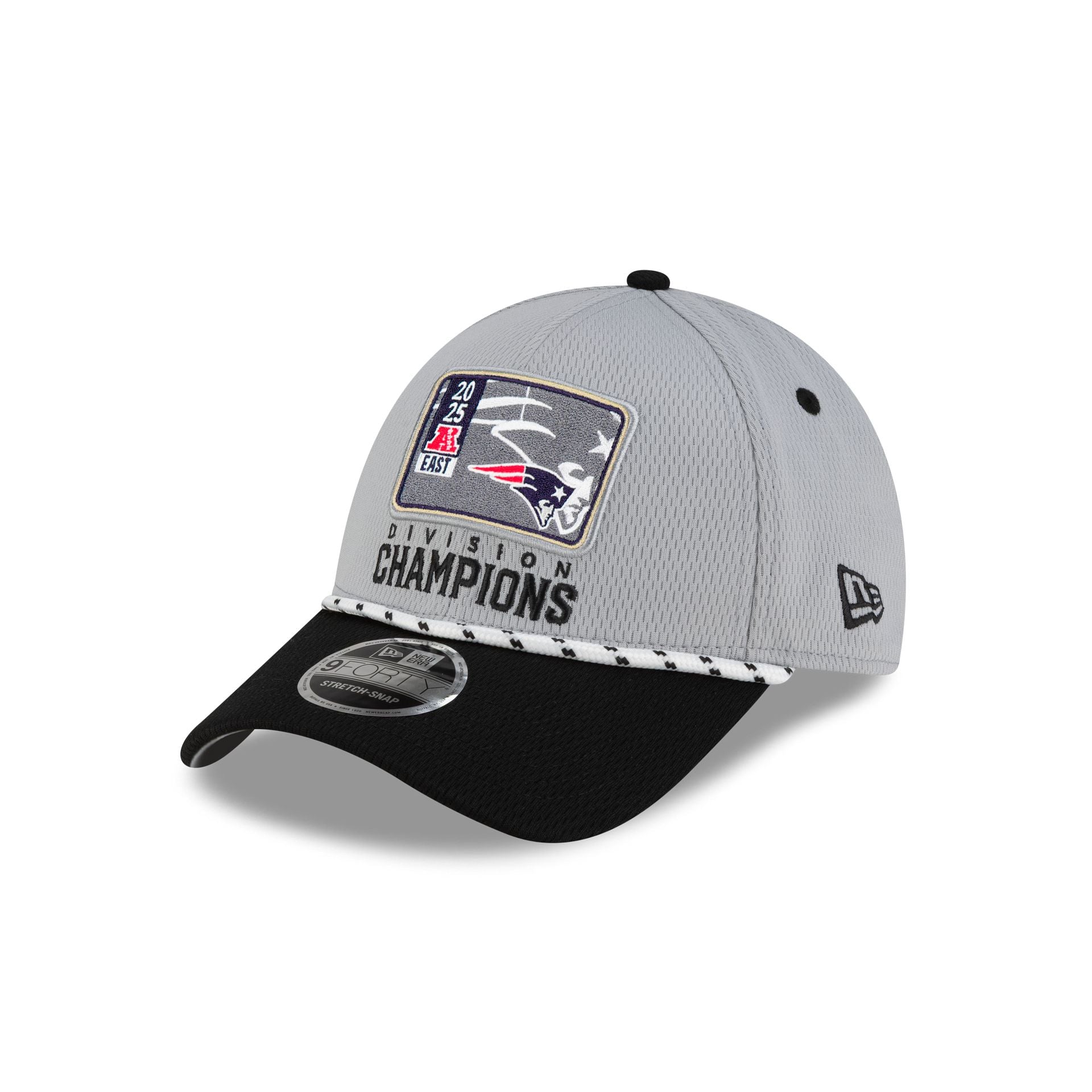 New England Patriots 2025 Division Champion Locker Room 9Forty Stretch-Snap Hat