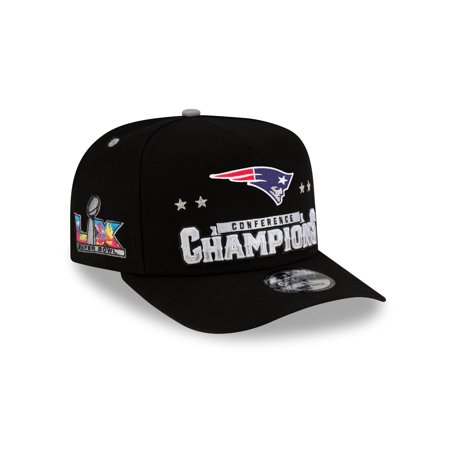 New England Patriots 2025-2026 Conference Champions Locker Room 9Fifty A-Frame Snapback Hat