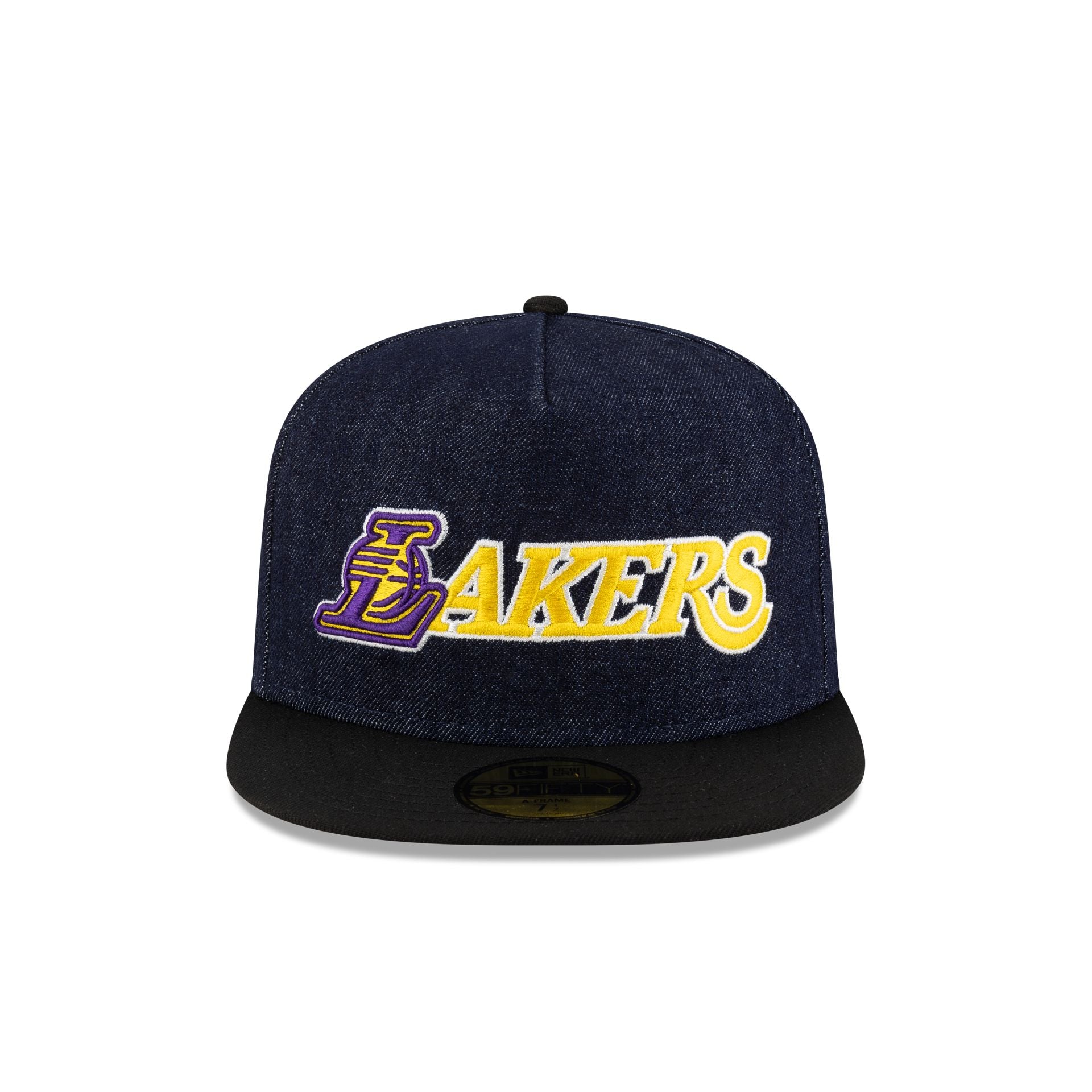 Alternative view of Los Angeles Lakers Navy Denim 59Fifty A-Frame Fitted Hat
