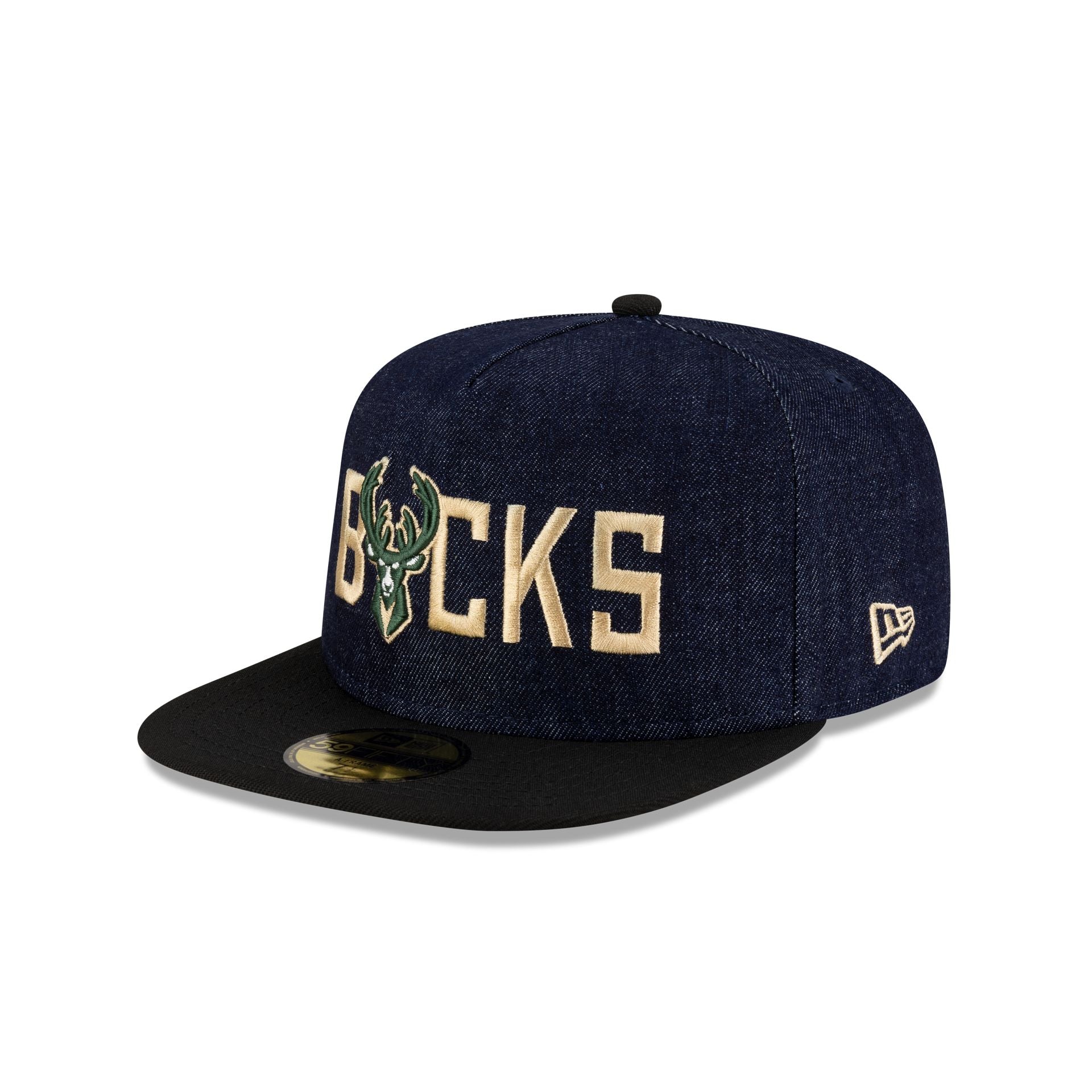Milwaukee Bucks Navy Denim 59Fifty A-Frame Fitted Hat
