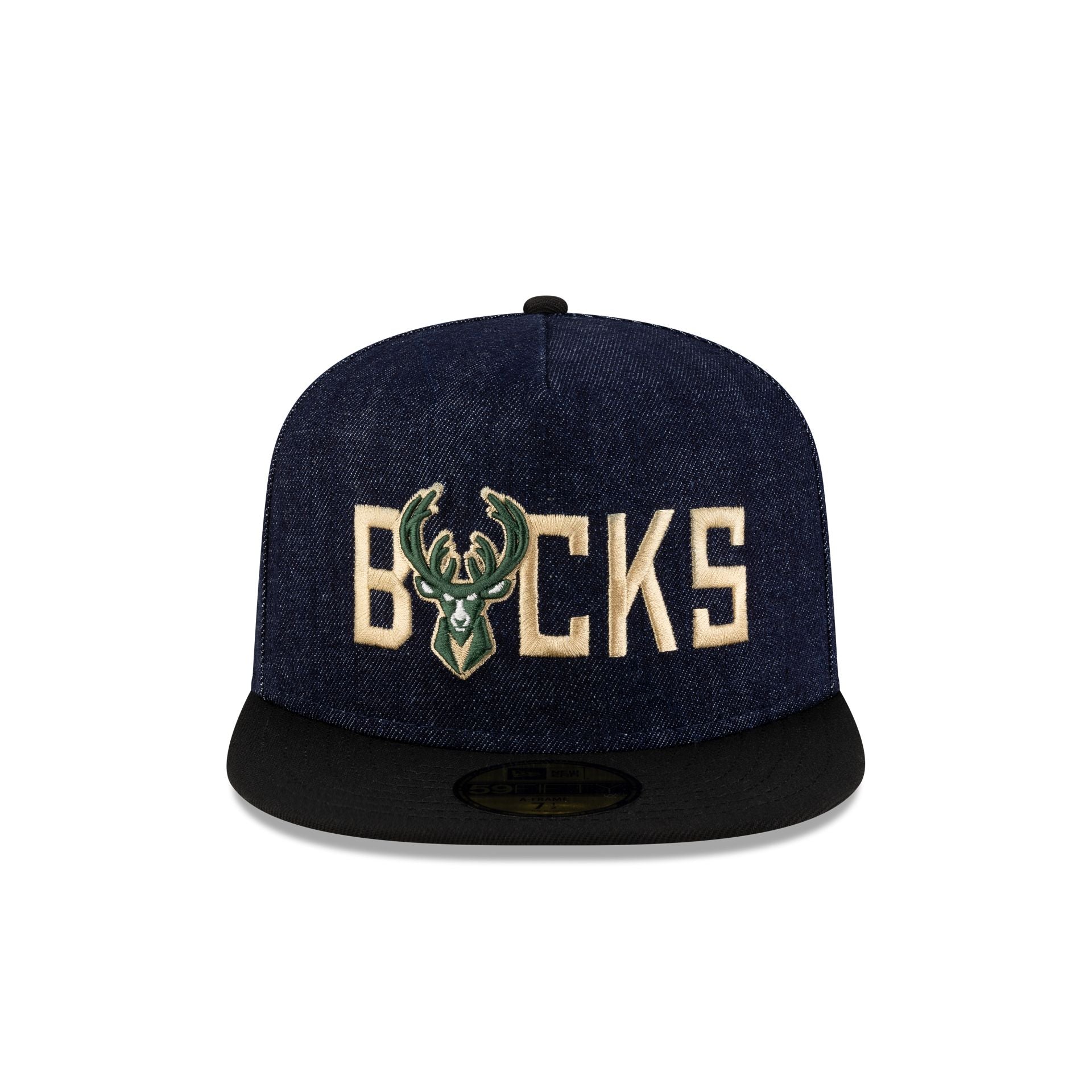 Alternative view of Milwaukee Bucks Navy Denim 59Fifty A-Frame Fitted Hat