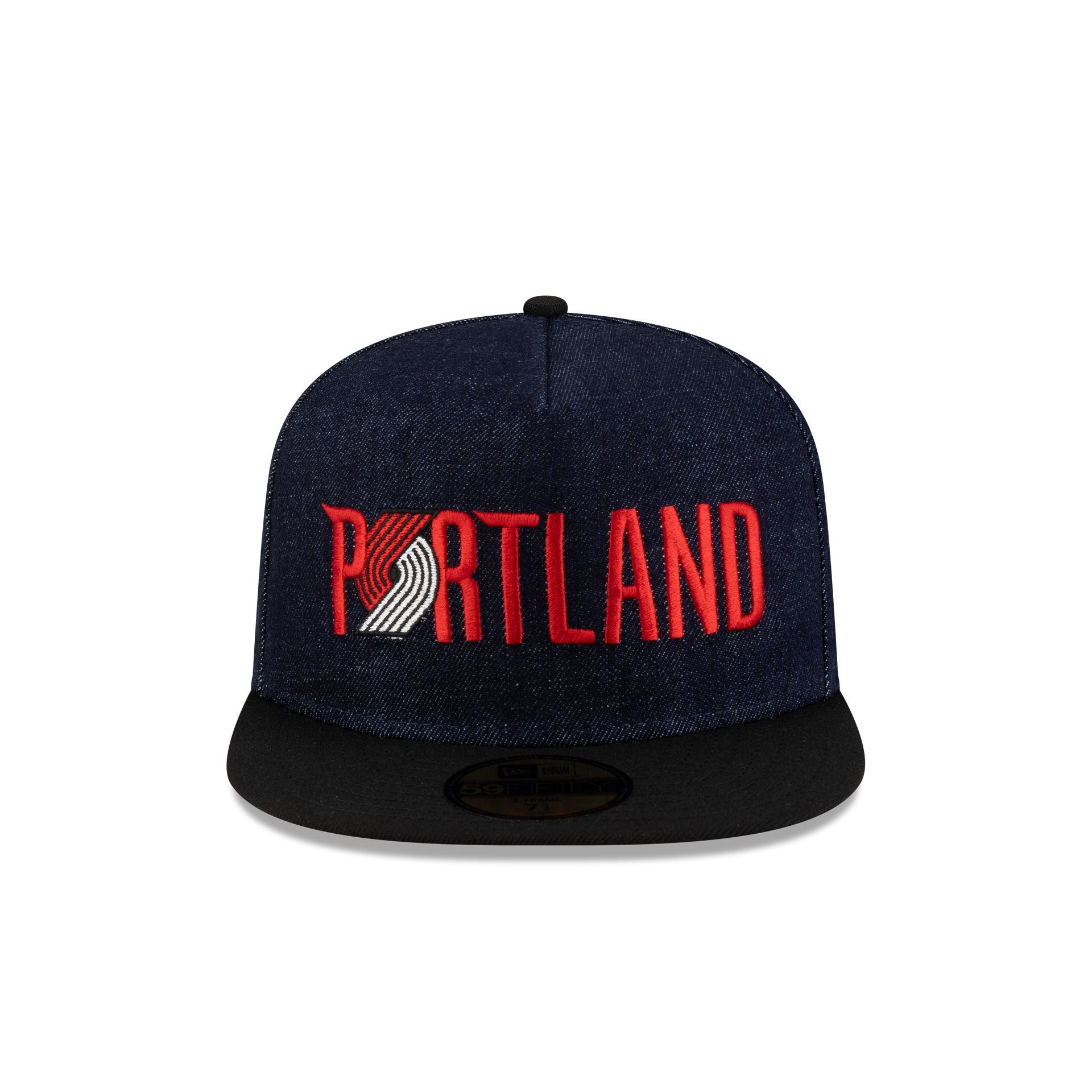 Alternative view of Portland Trail Blazers Navy Denim 59Fifty A-Frame Fitted Hat