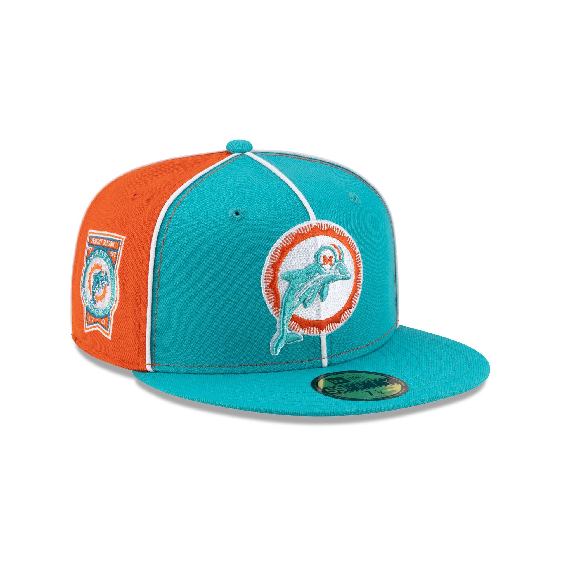 Miami Dolphins Two-Tone Pinwheel 59Fifty Fitted Hat