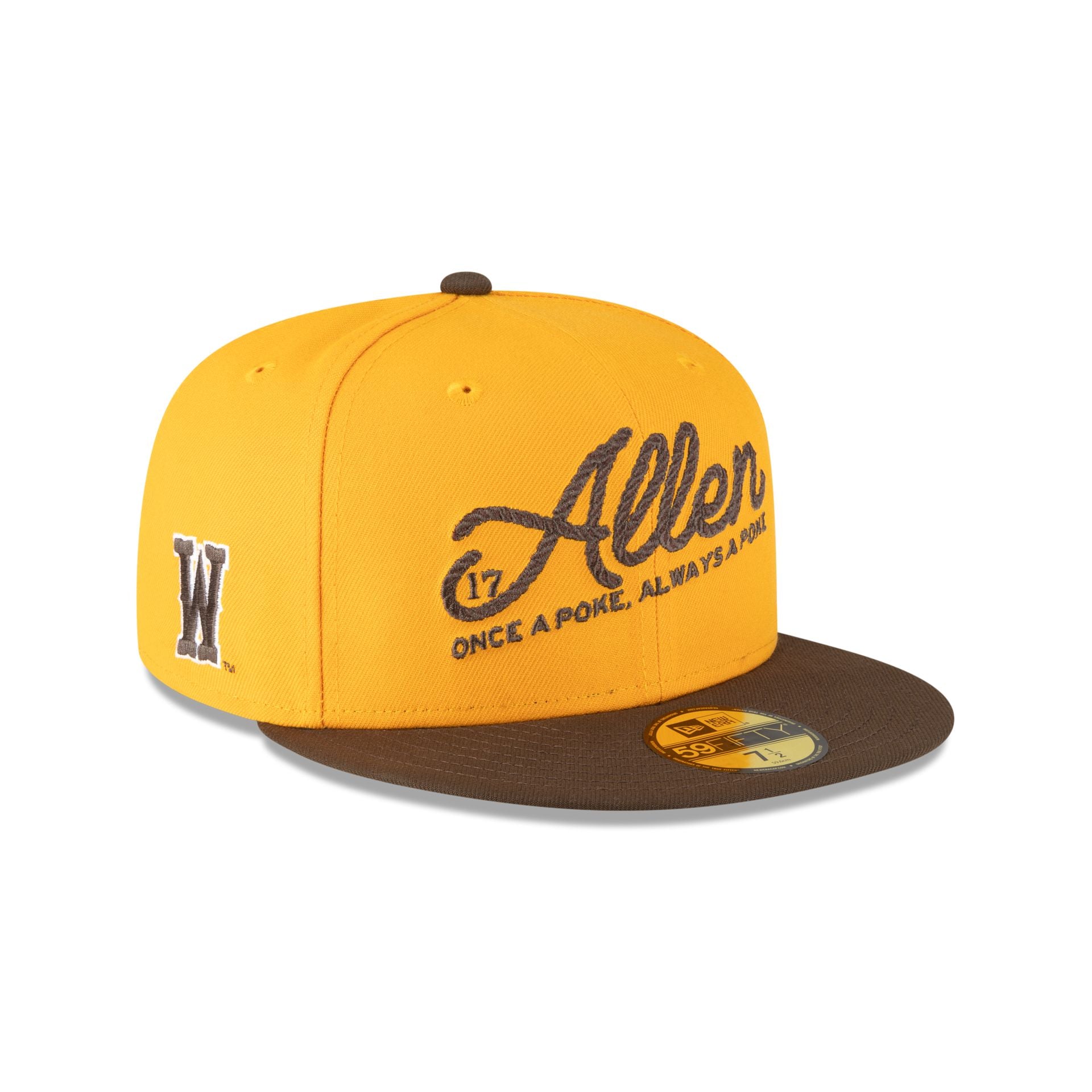 Wyoming Cowboys Josh Allen Jersey Retirement Gold 59Fifty Fitted Hat